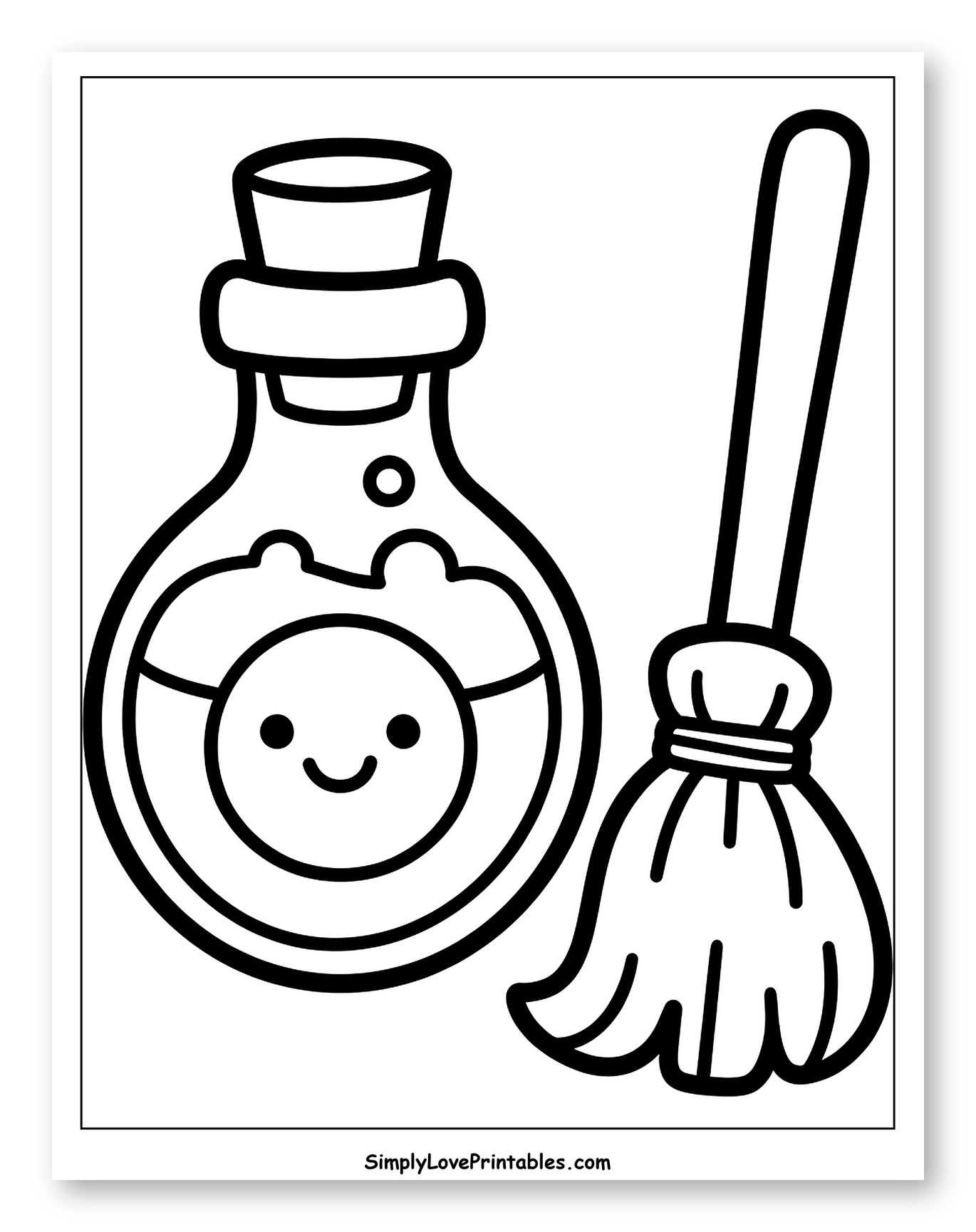 Cute Potion Bottle and Witch's Broom