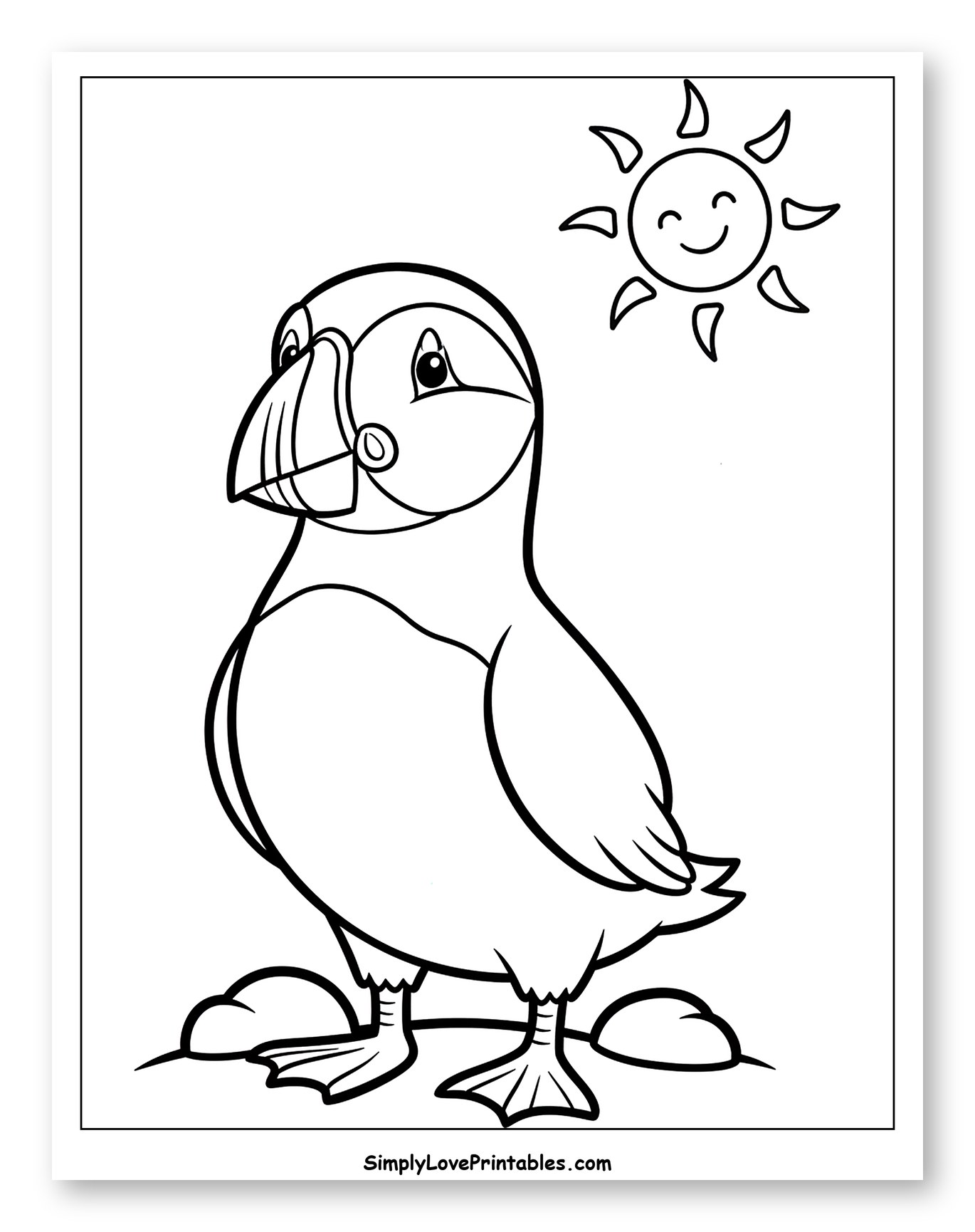 Cute Puffin Under a Smiling Sun