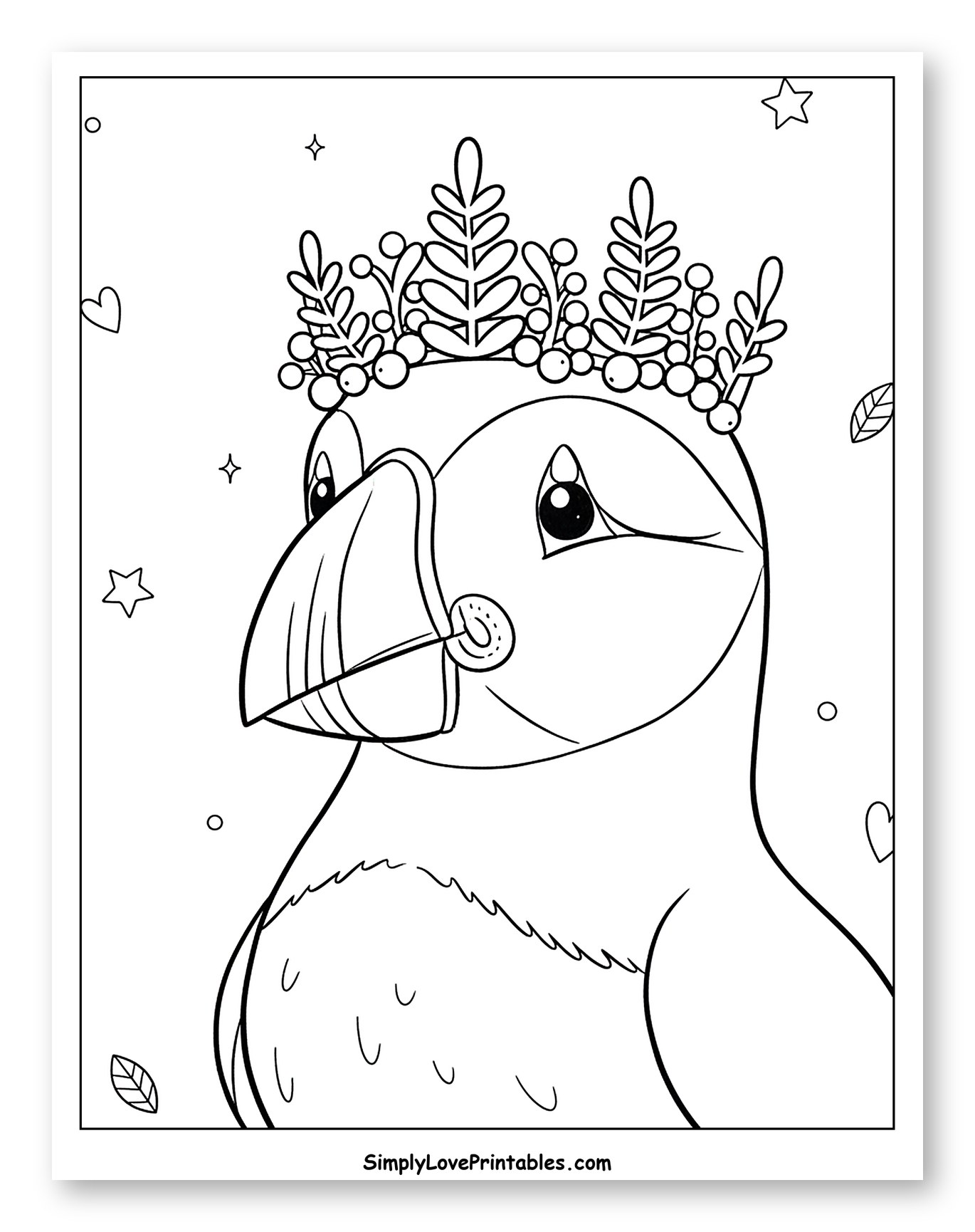Cute Puffin Wearing a Regal Crown
