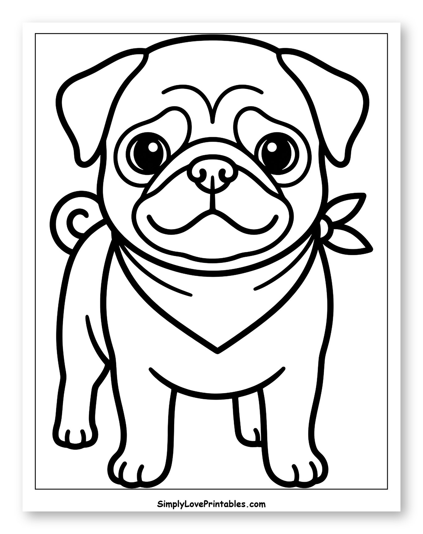 Cute Pug Wearing a Bandana