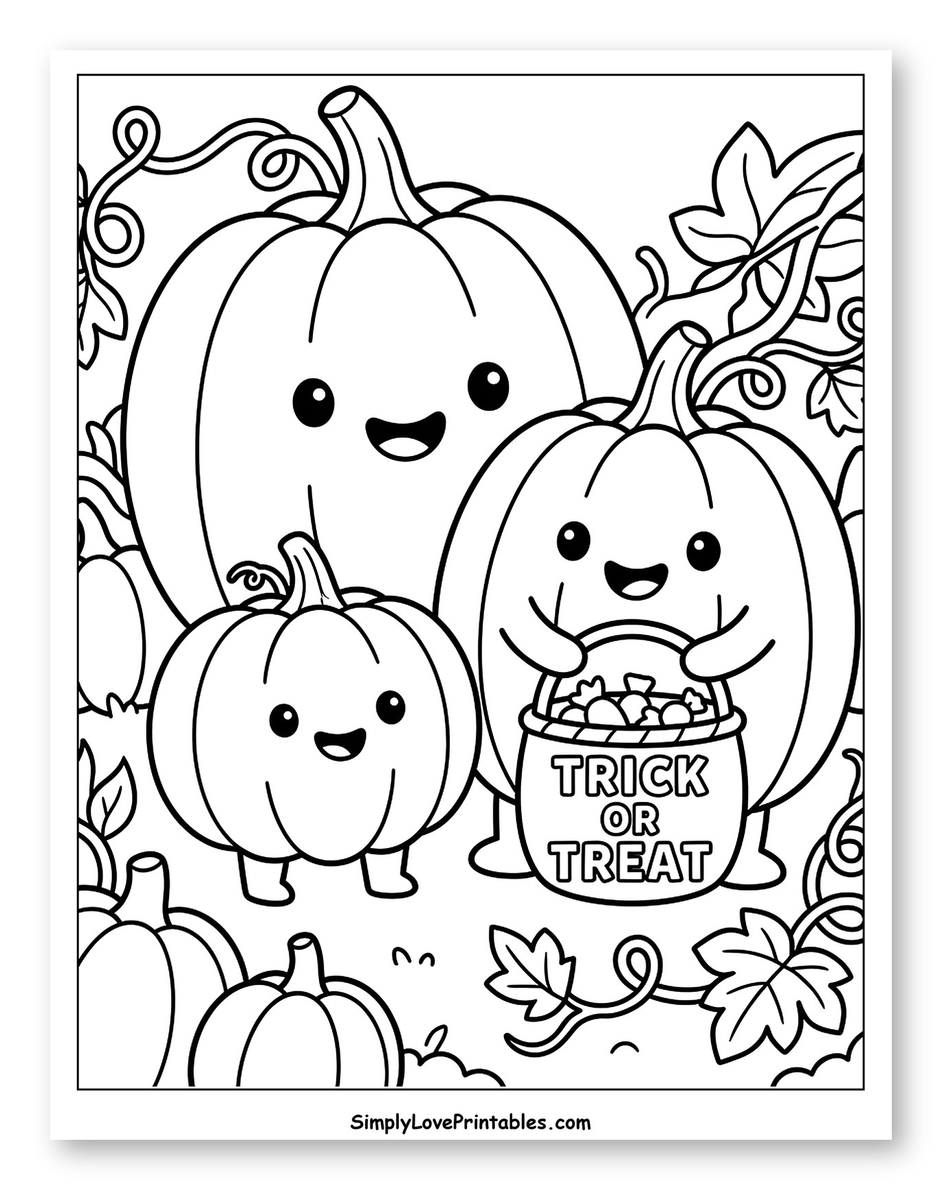 Cute Pumpkins with Trick or Treat Basket