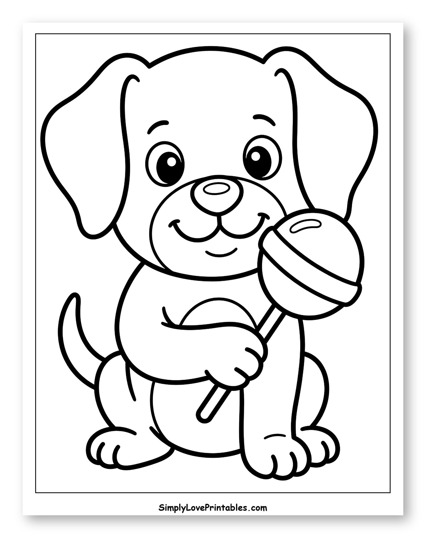 Cute Puppy Holding a Lollipop