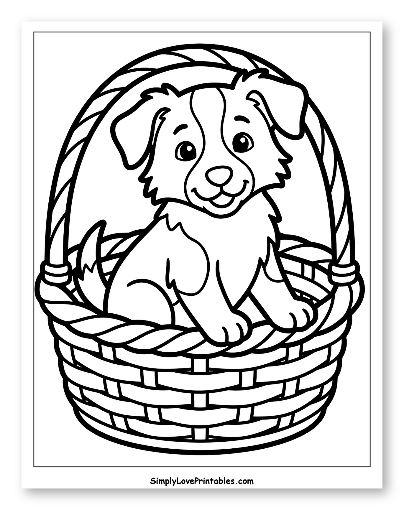 Cute Puppy in a Woven Basket