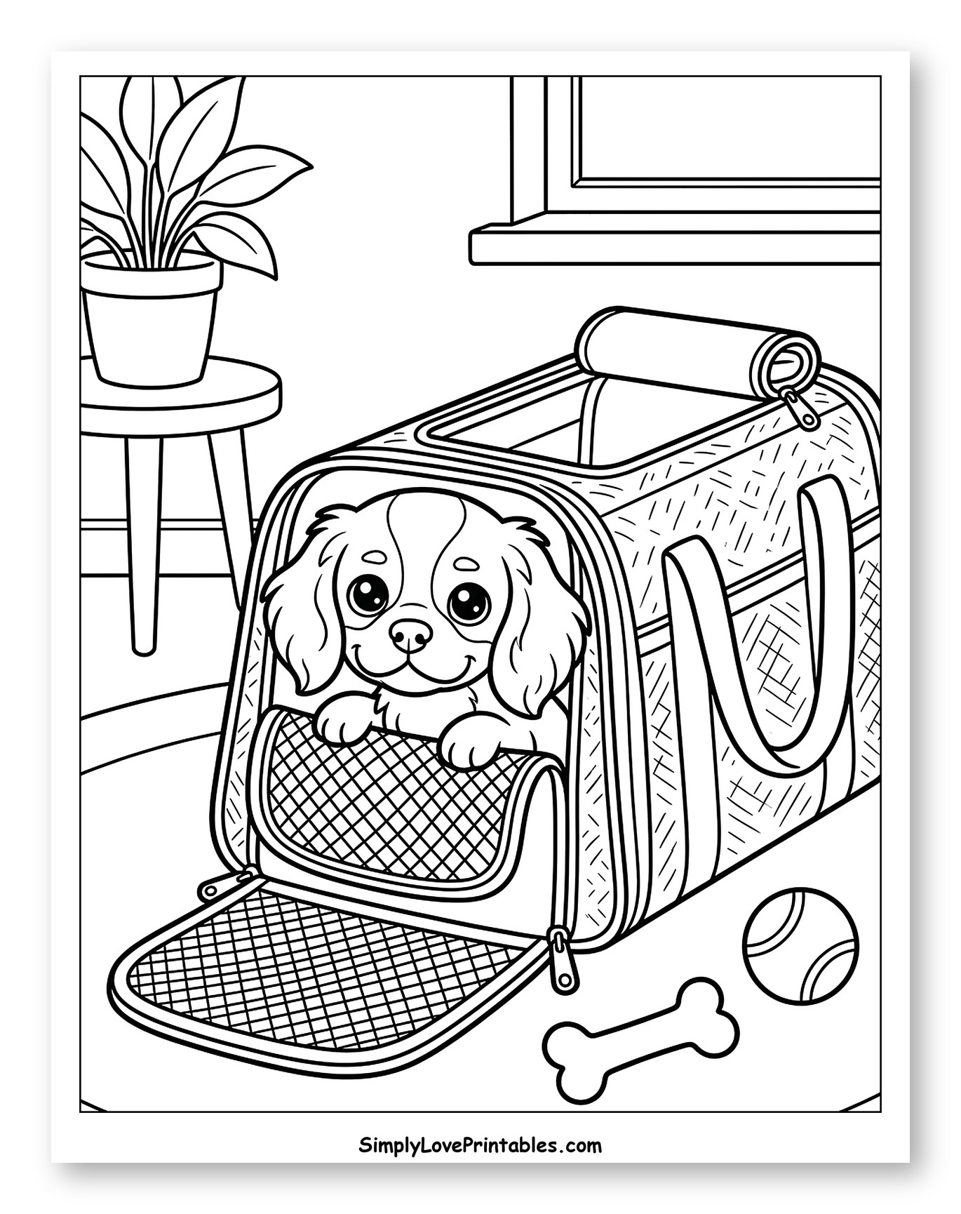 Cute Puppy in Pet Carrier with Toys