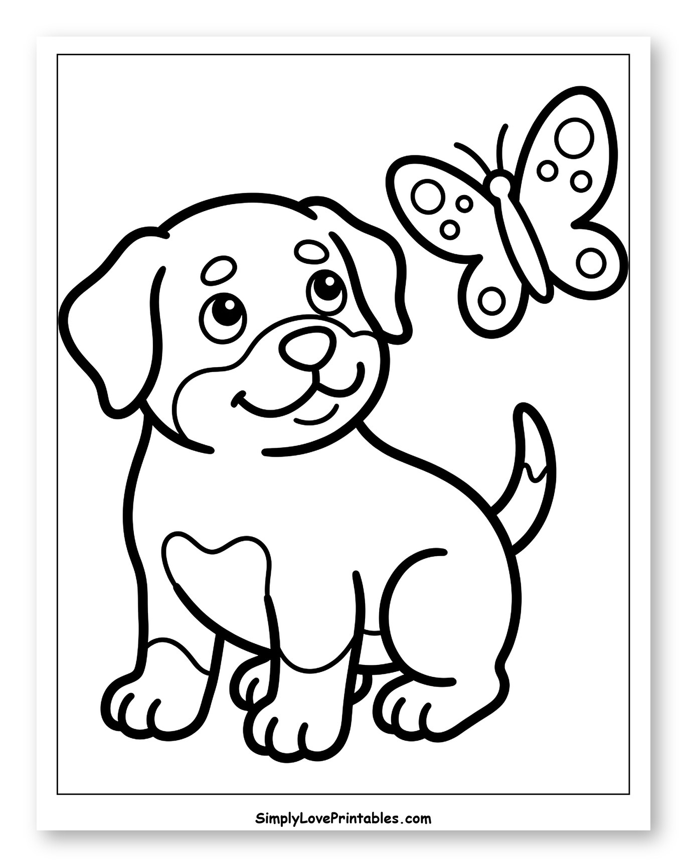 Cute Puppy Looking at a Butterfly