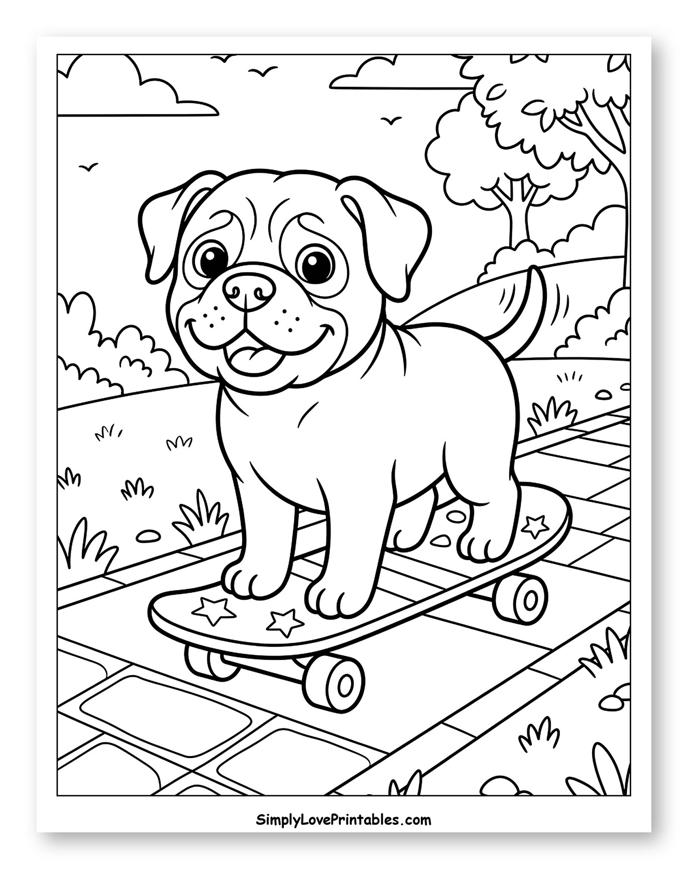 Cute Puppy Riding a Skateboard Outdoors
