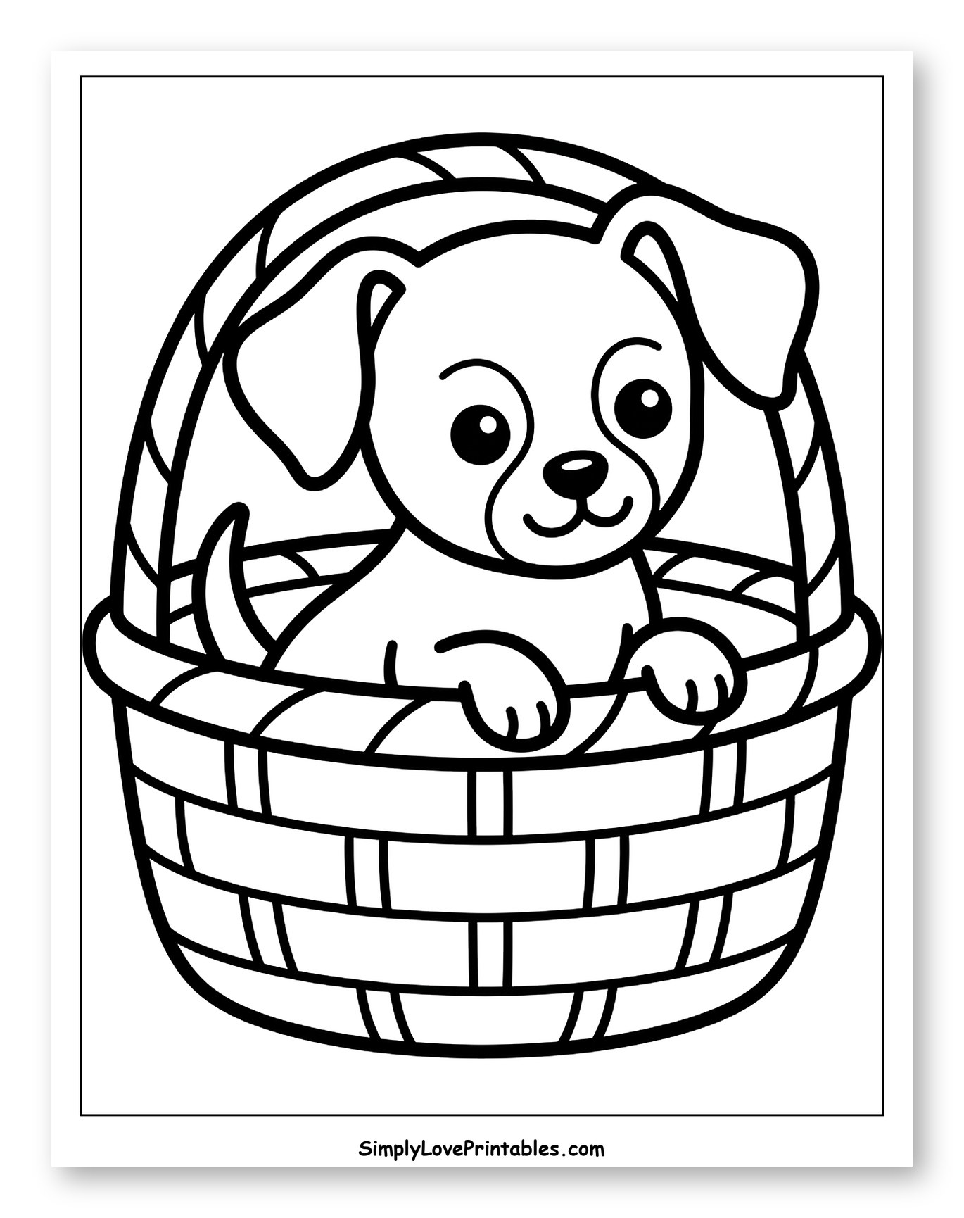Cute Puppy Sitting in a Basket