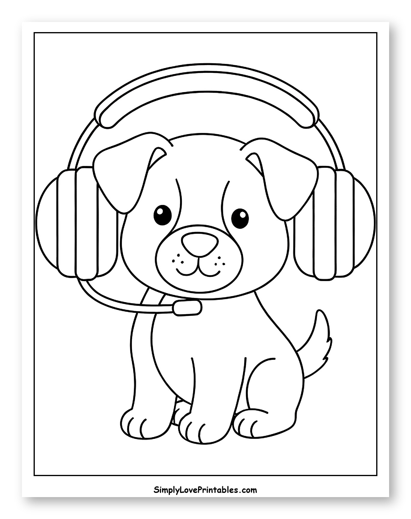 Cute Puppy Wearing Headset with Microphone