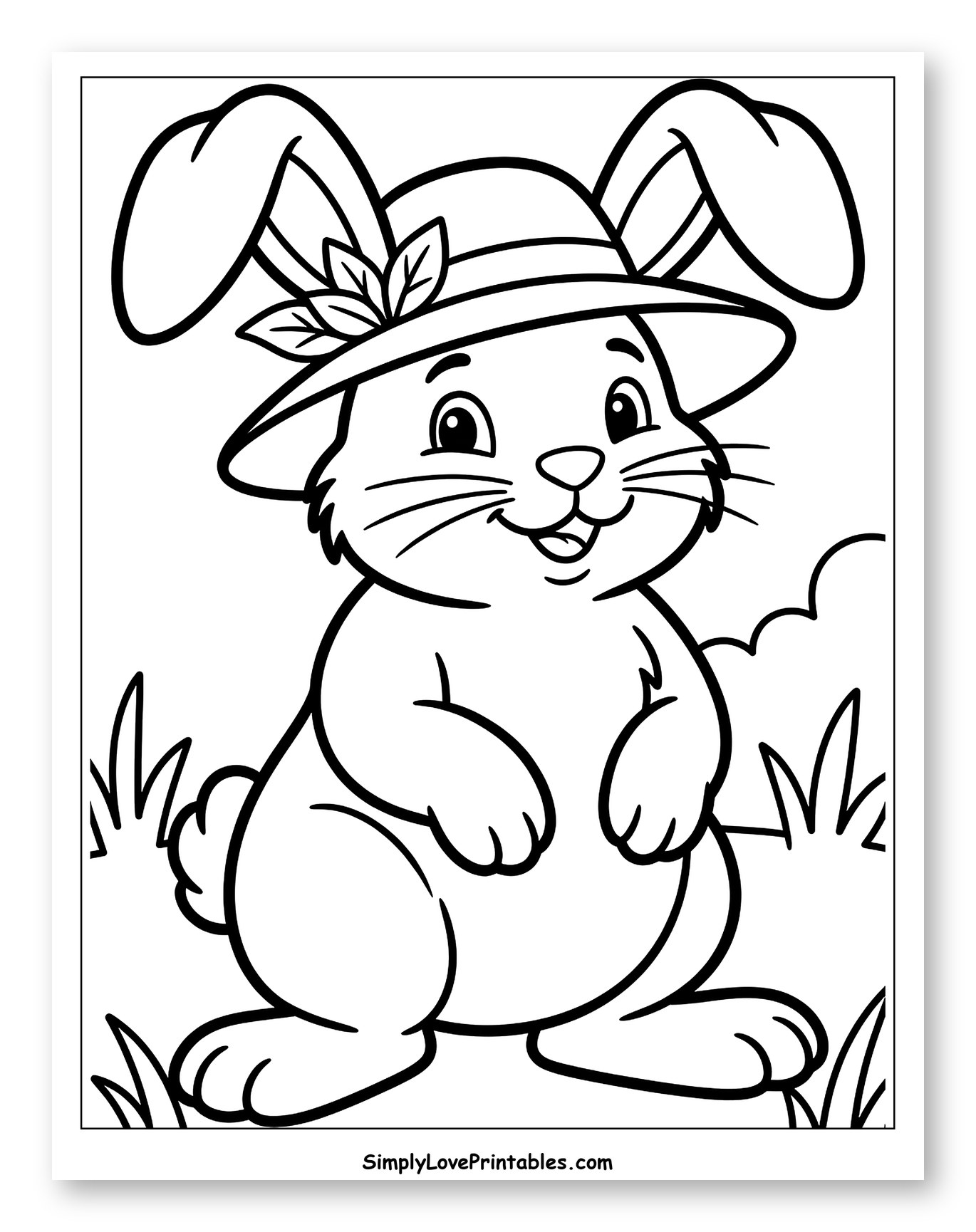 Cute Rabbit Wearing a Hat with Leaves