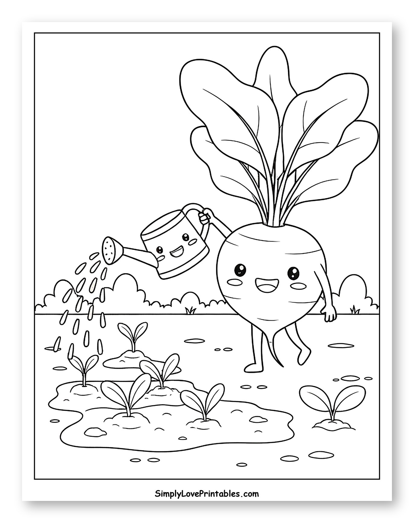 Cute Radish Watering Young Sprouts