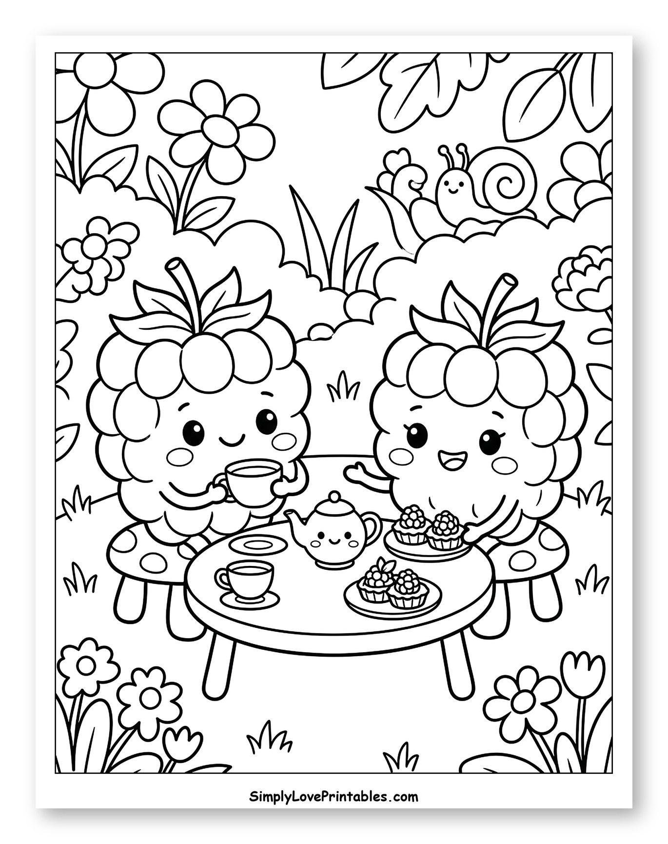 Cute Raspberries Having a Tea Party
