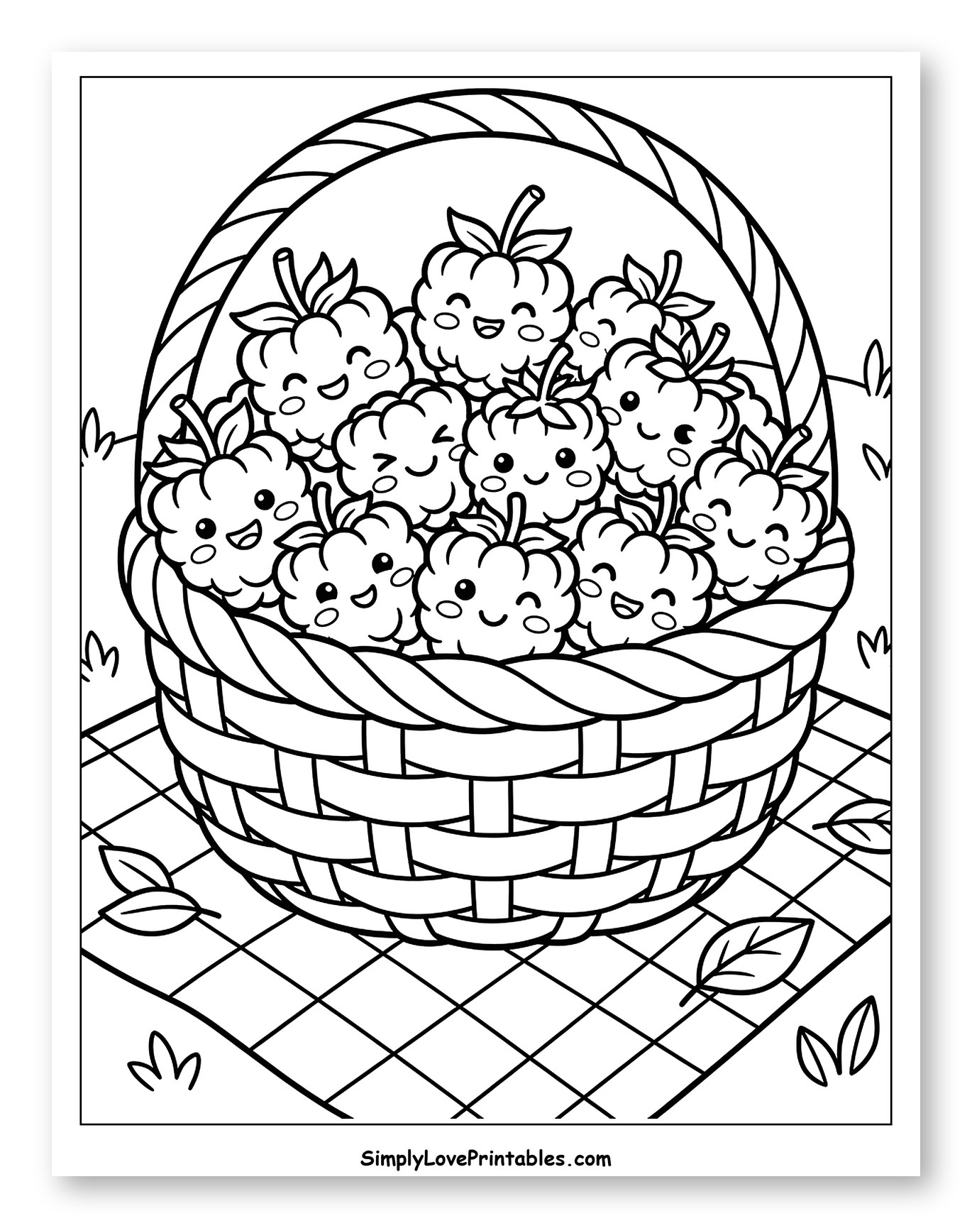 Cute Raspberries in a Picnic Basket