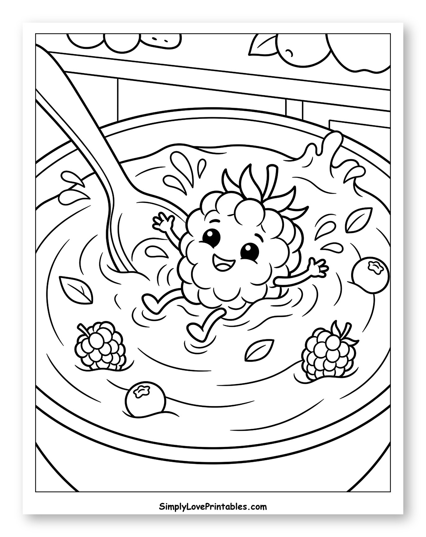 Cute Raspberry Swimming in a Berry Bowl
