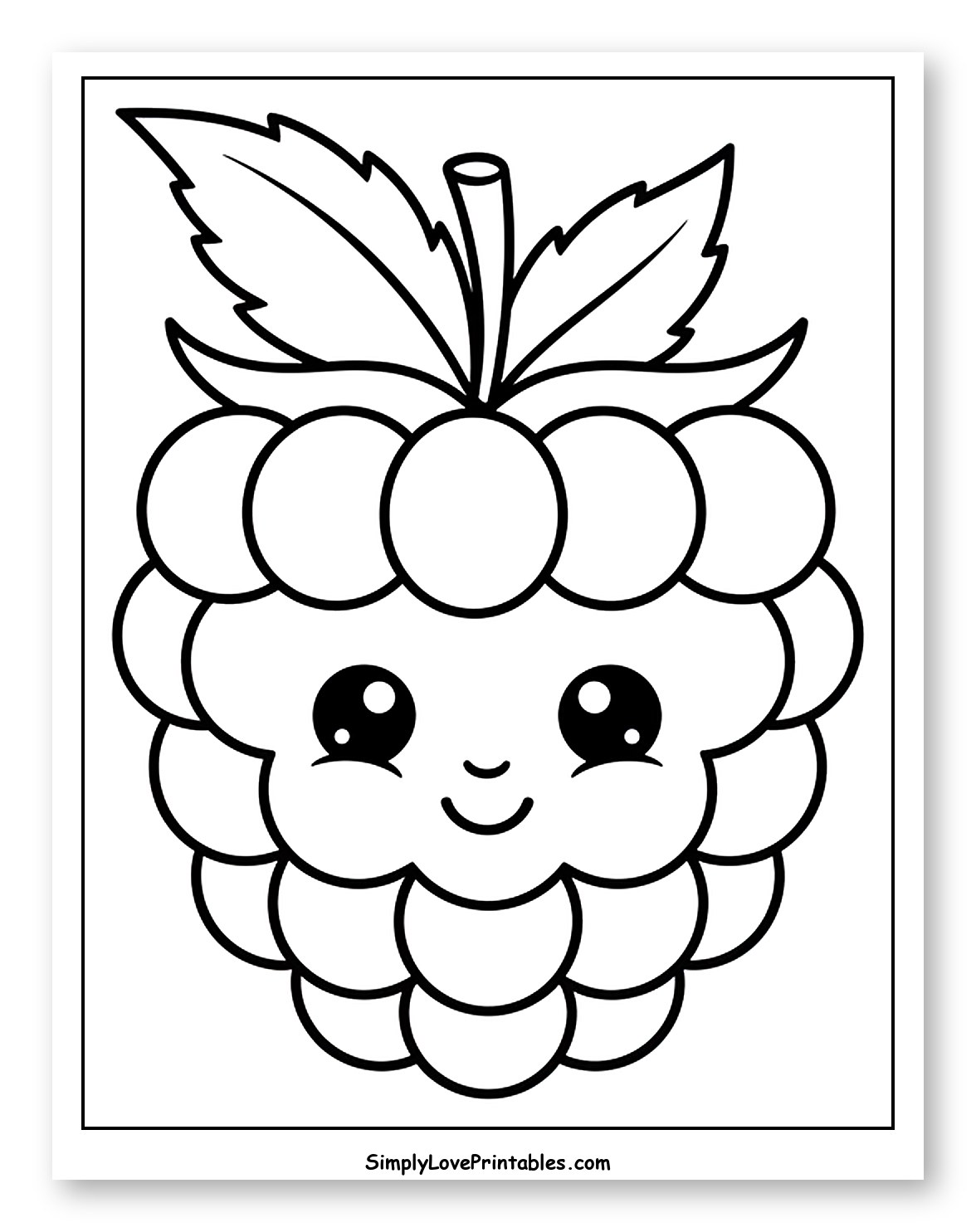 Cute Raspberry with Happy Face to Color for Toddlers