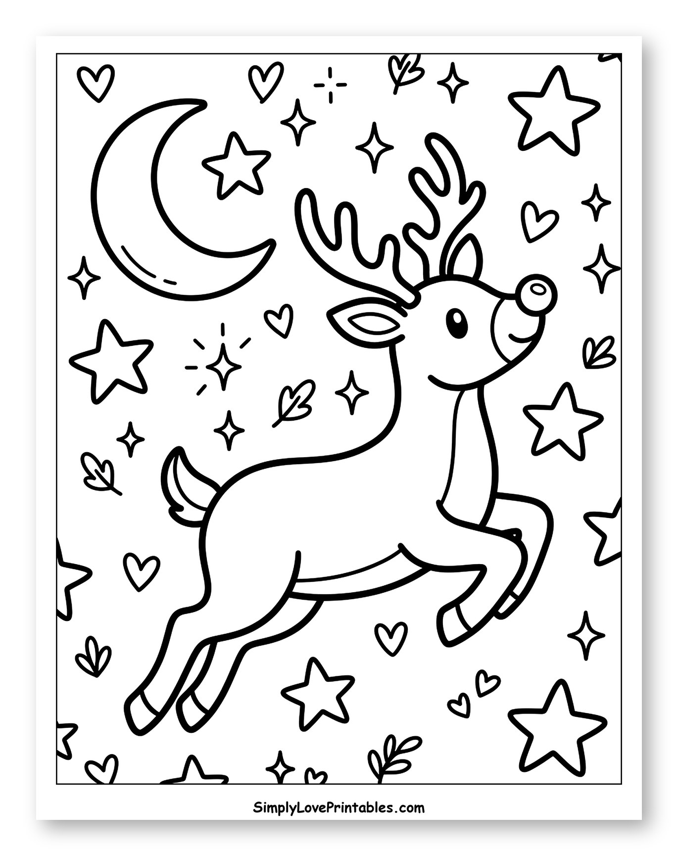 Cute Reindeer Leaping in the Starry Night