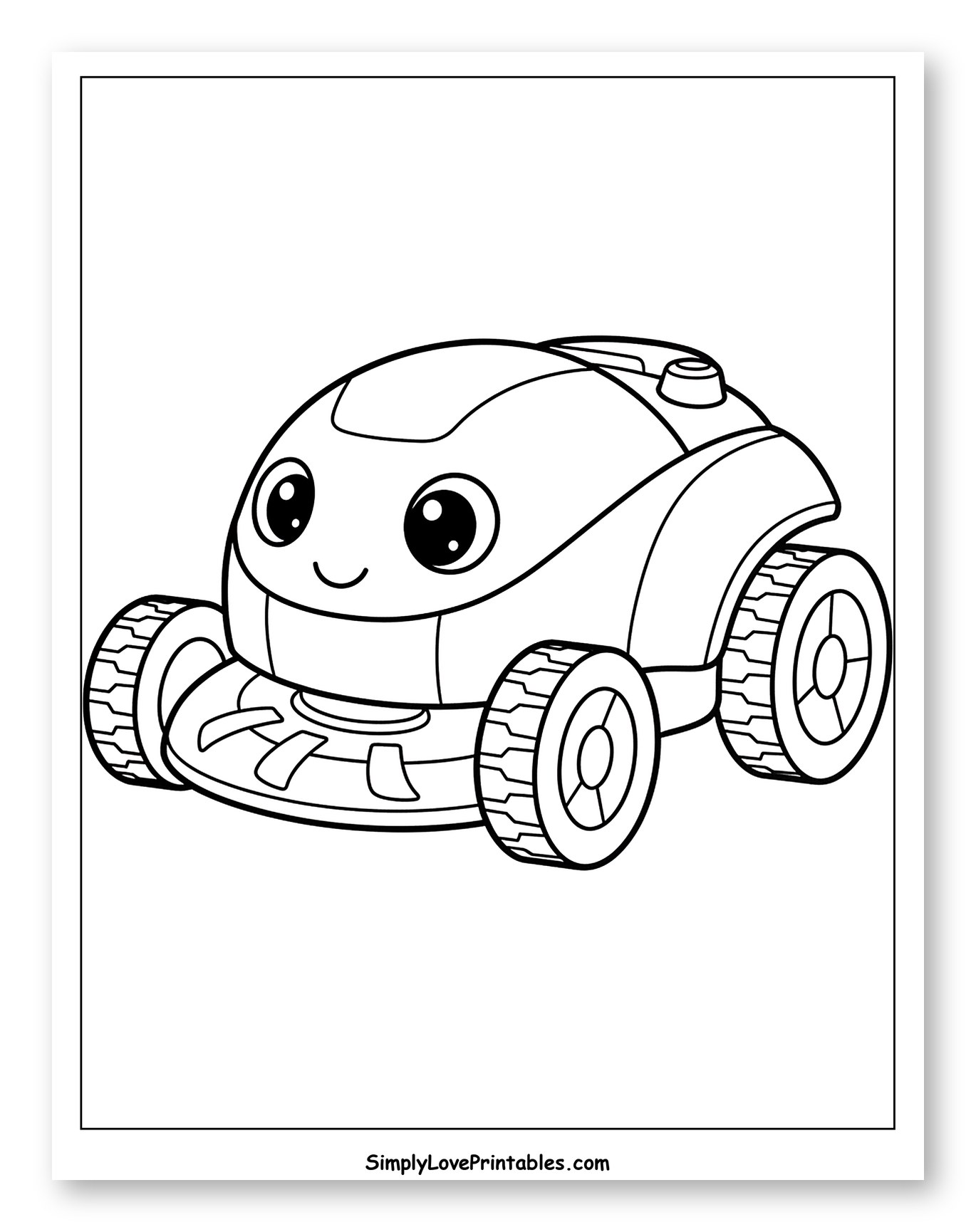 Cute Robotic Lawn Mower with Smiling Face