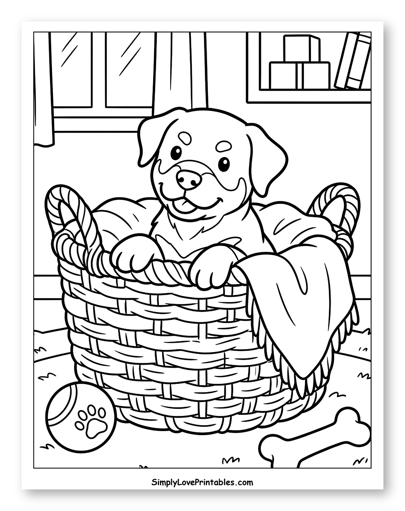 Cute Rottweiler Puppy in a Cozy Basket