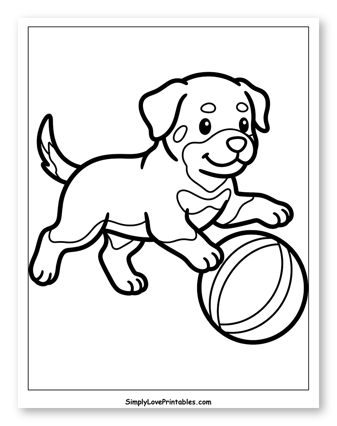Cute Rottweiler Puppy Playing Ball