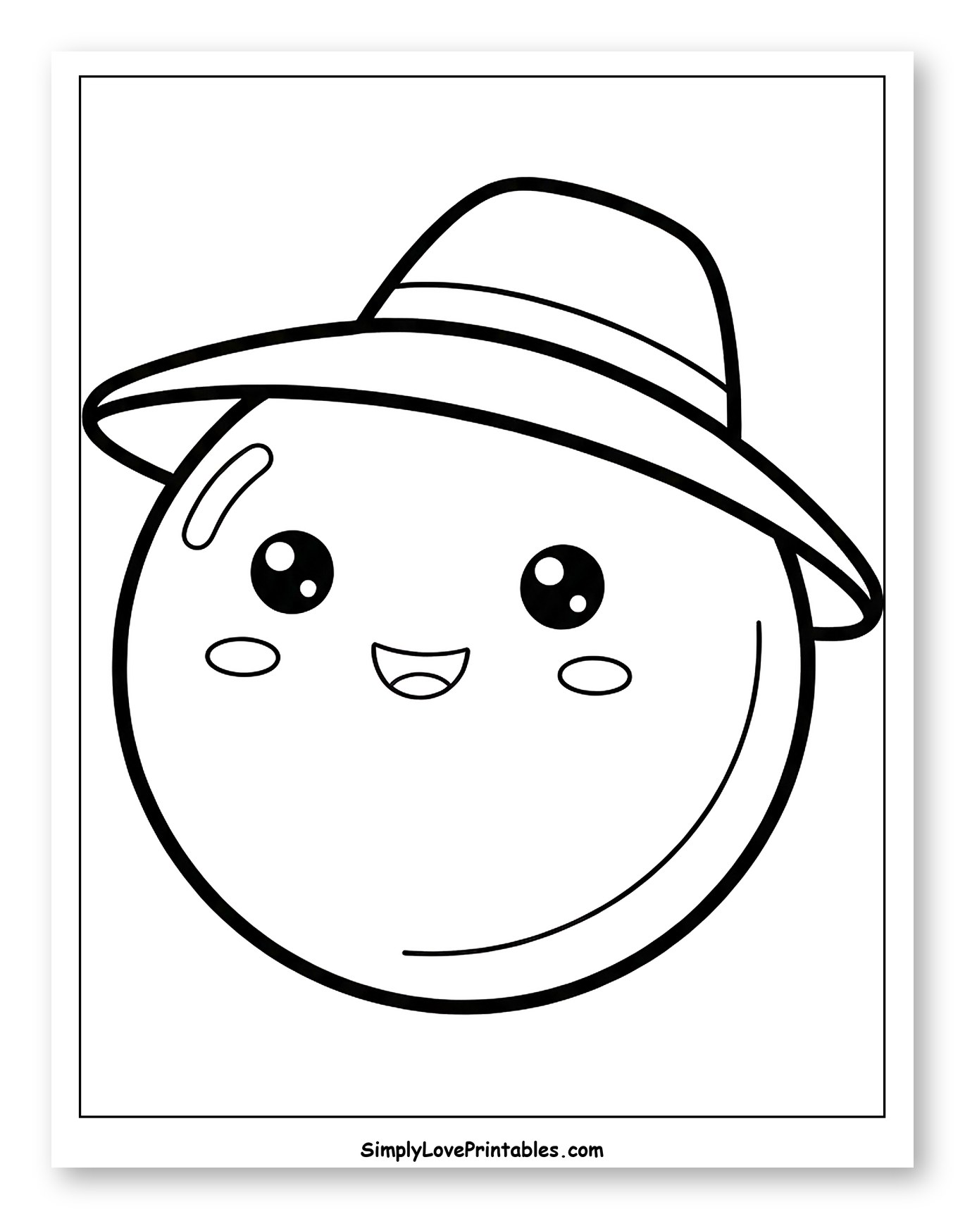 Cute Round Character Wearing a Hat Coloring Page for Toddlers