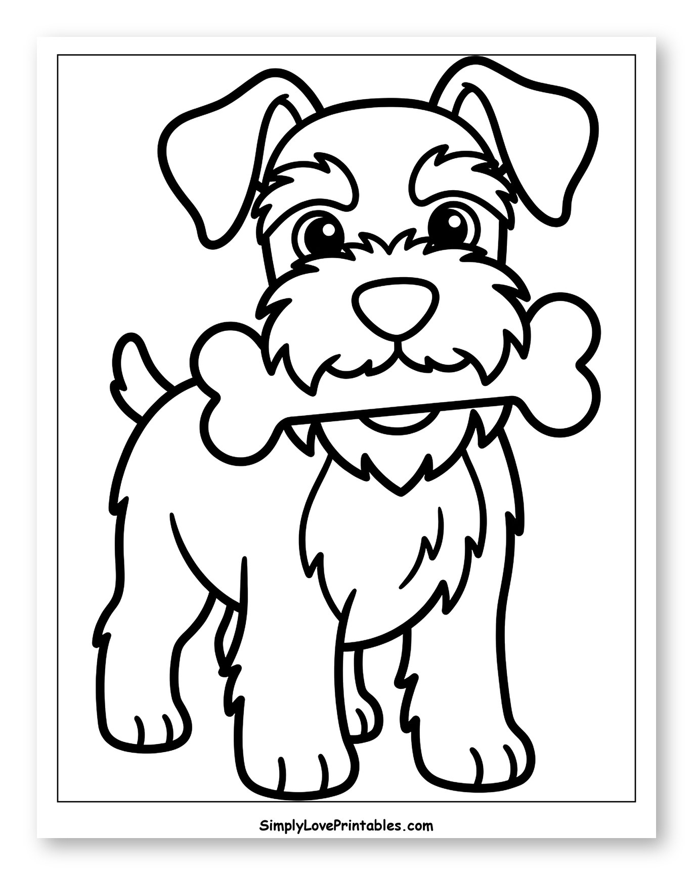 Cute Schnauzer Puppy Holding a Bone