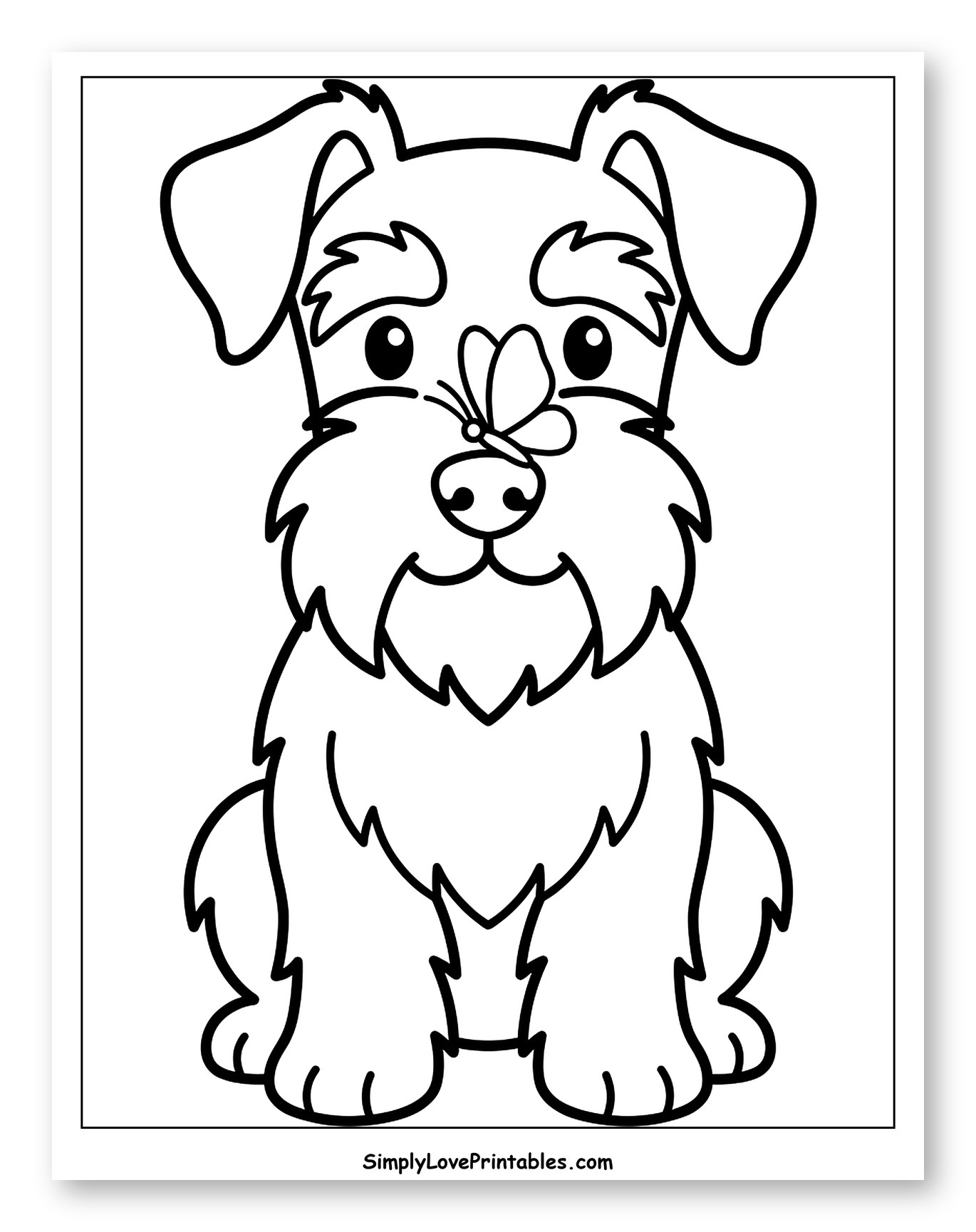 Cute Schnauzer with Butterfly on Nose