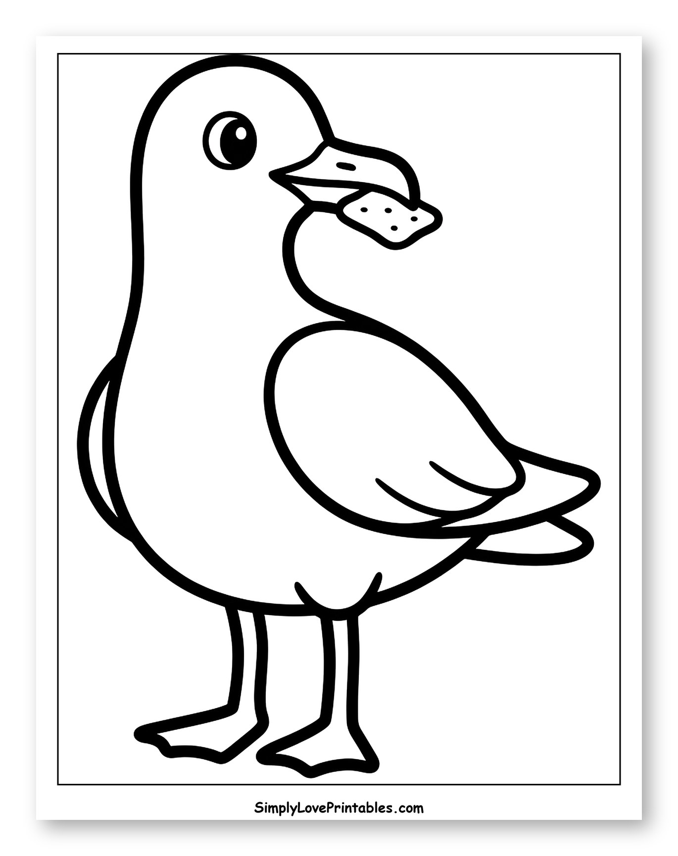 Cute Seagull Holding a Cracker Coloring Page for Toddlers