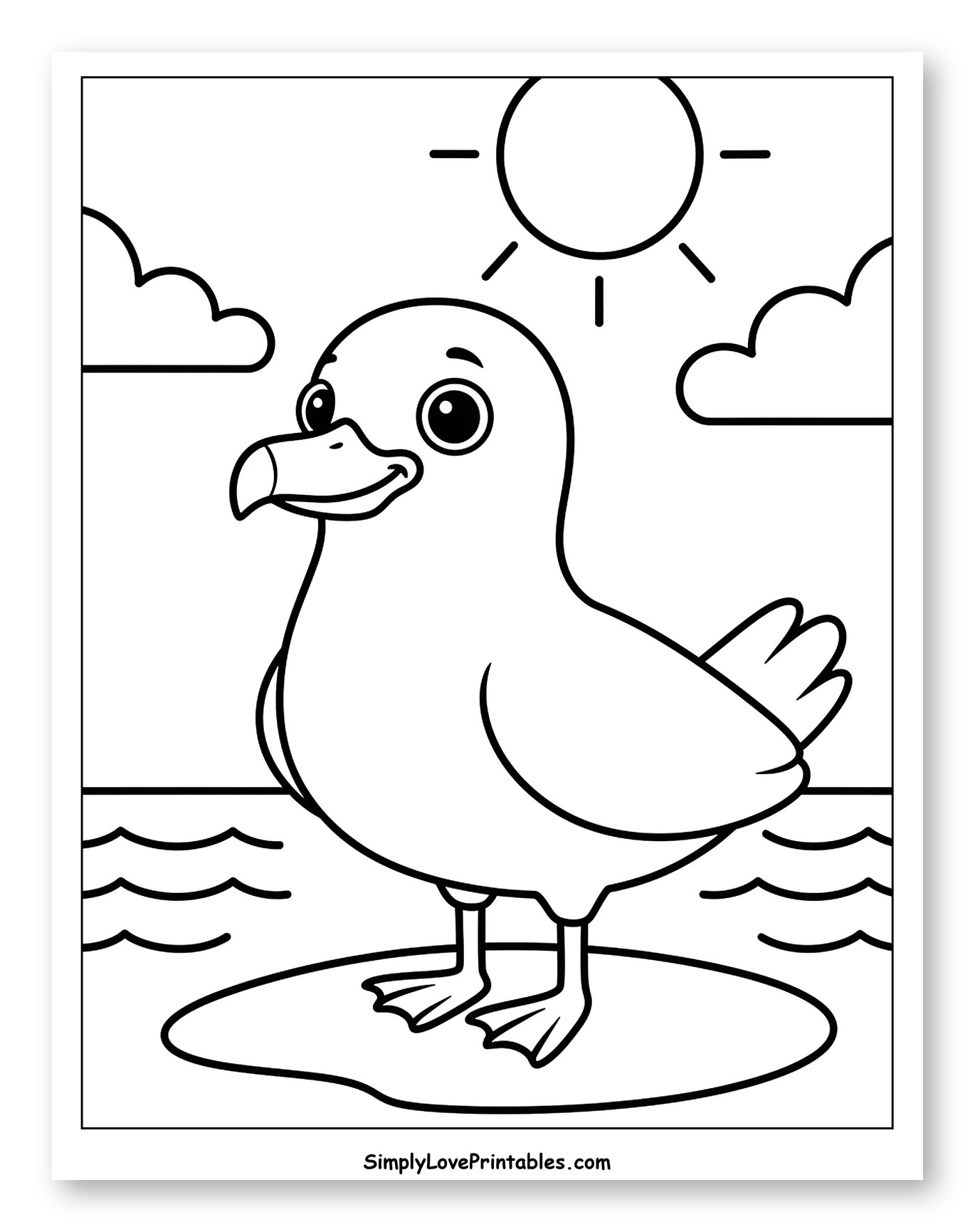Cute Seagull Standing by the Ocean