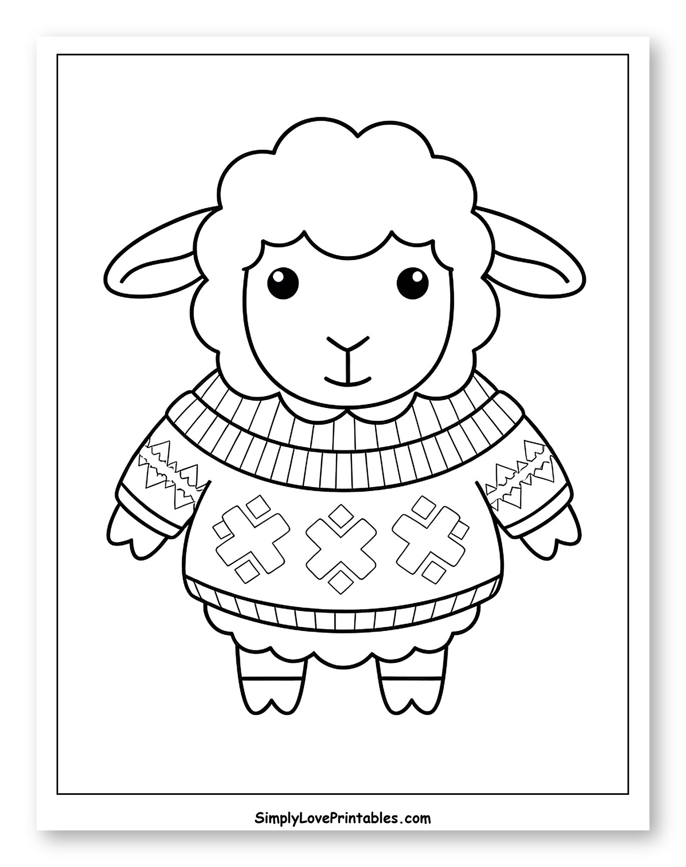 Cute Sheep in a Patterned Sweater