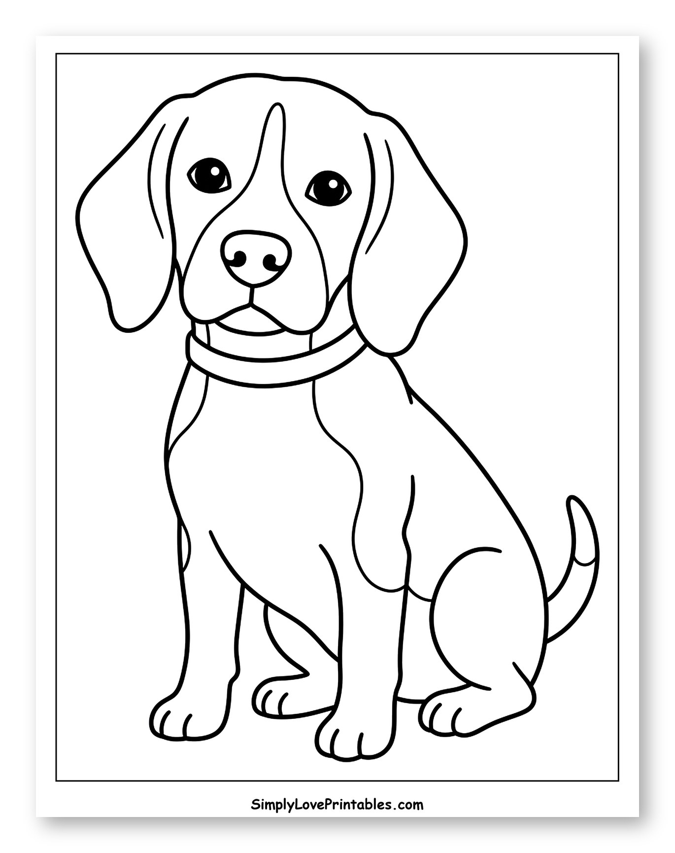 Cute Sitting Beagle Puppy to Color for Toddlers