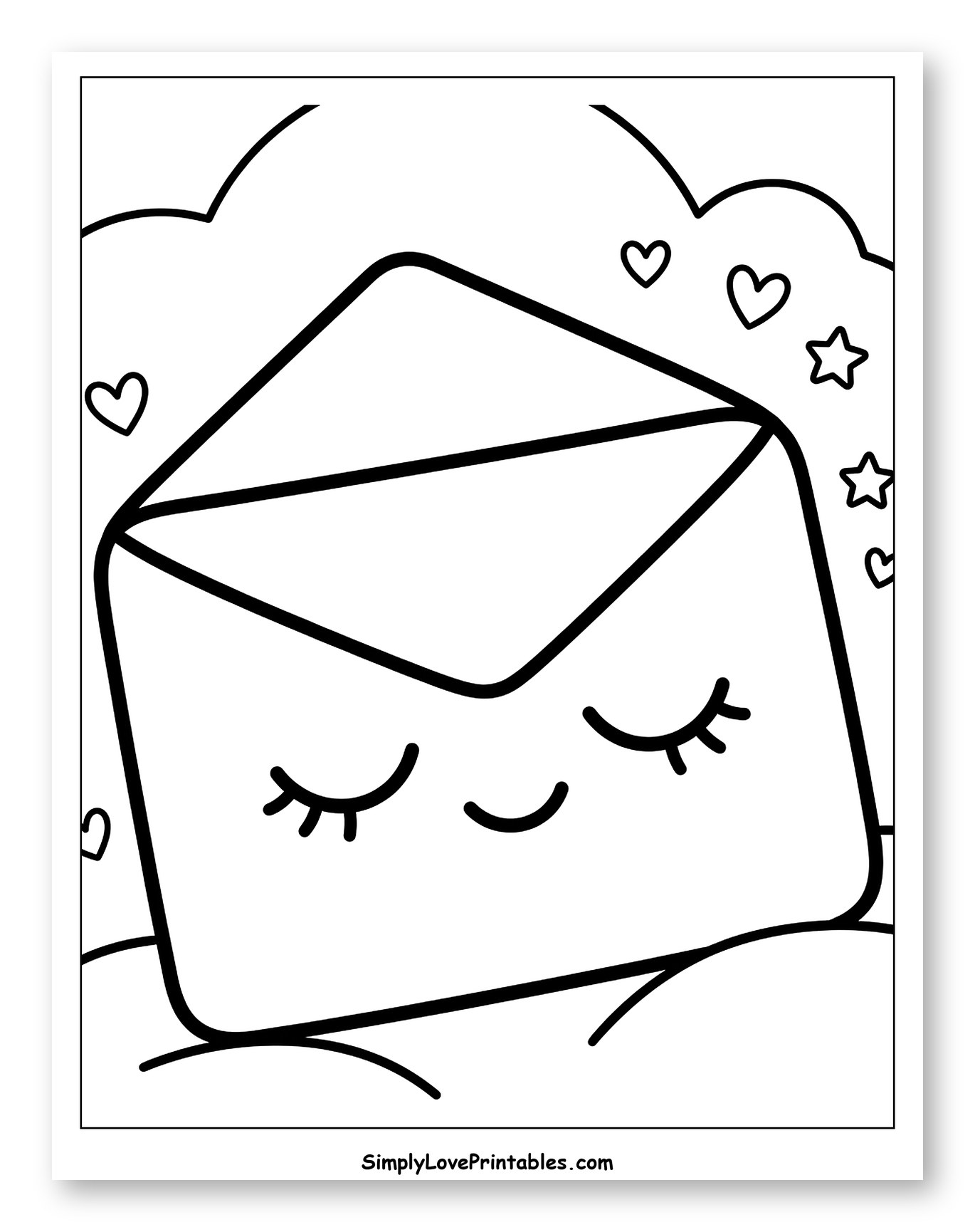 Cute Sleeping Envelope with Hearts and Stars