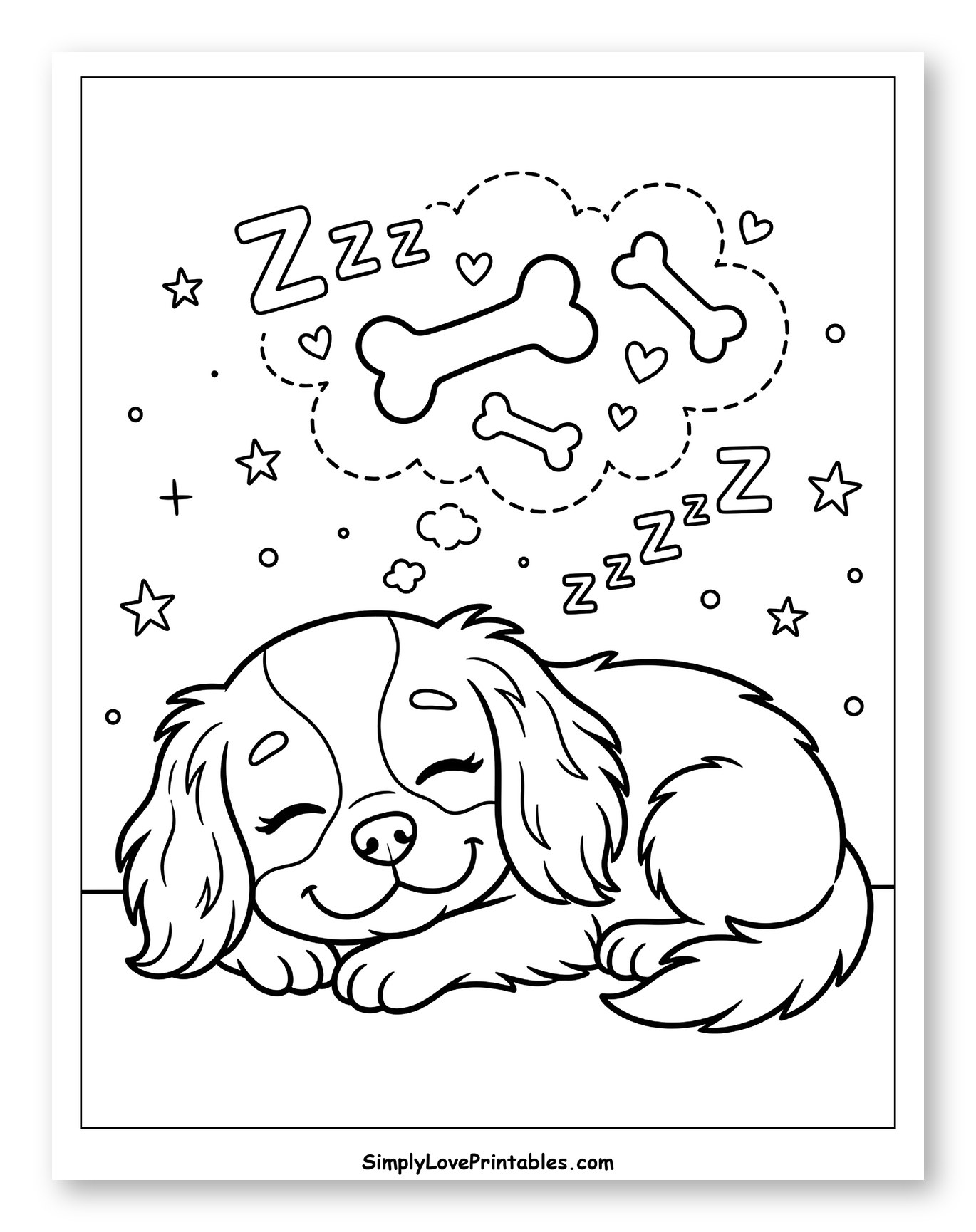 Cute Sleeping Puppy Dreaming of Bones