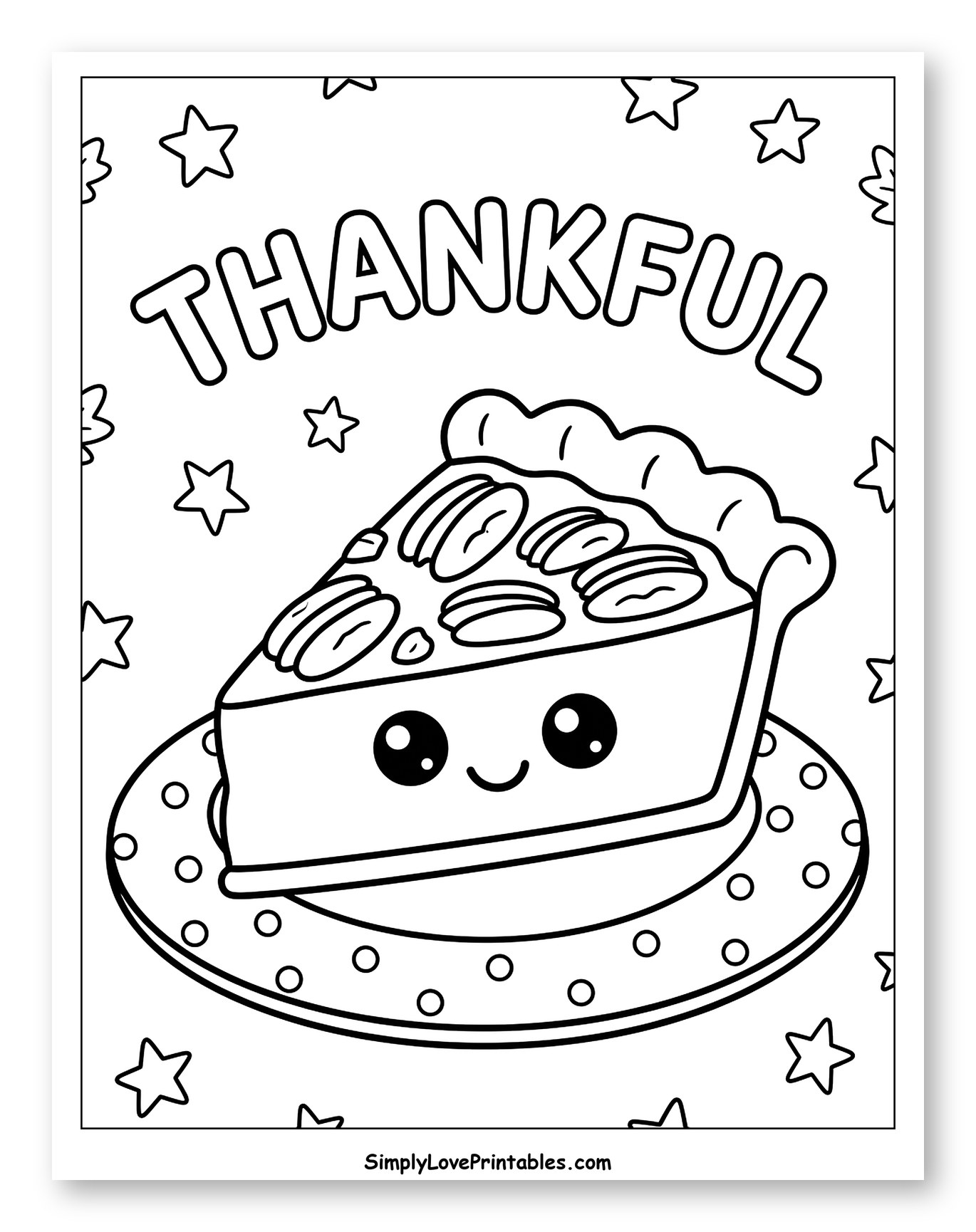 Cute Slice of Pecan Pie with Thankful Message
