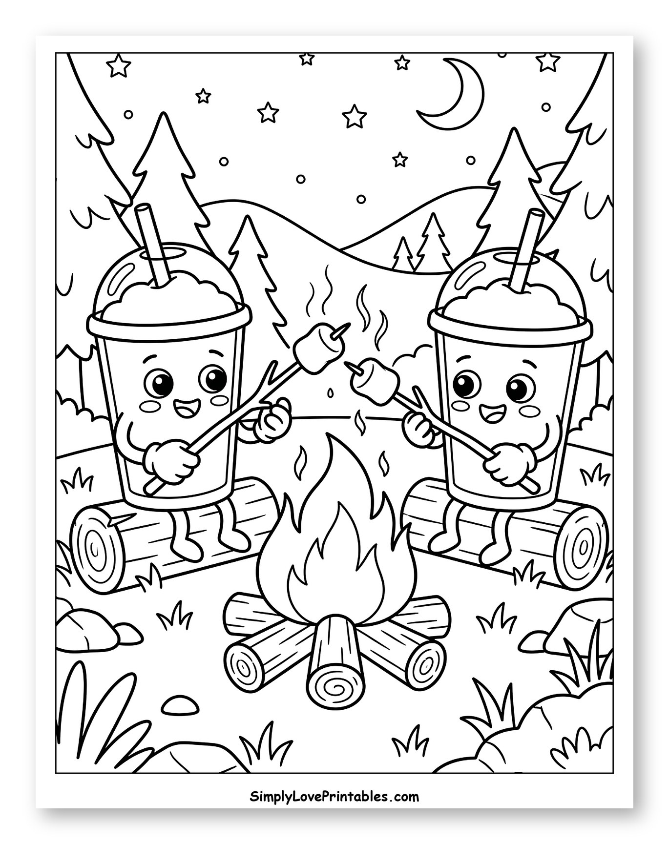 Cute Slushies Roasting Marshmallows at Night