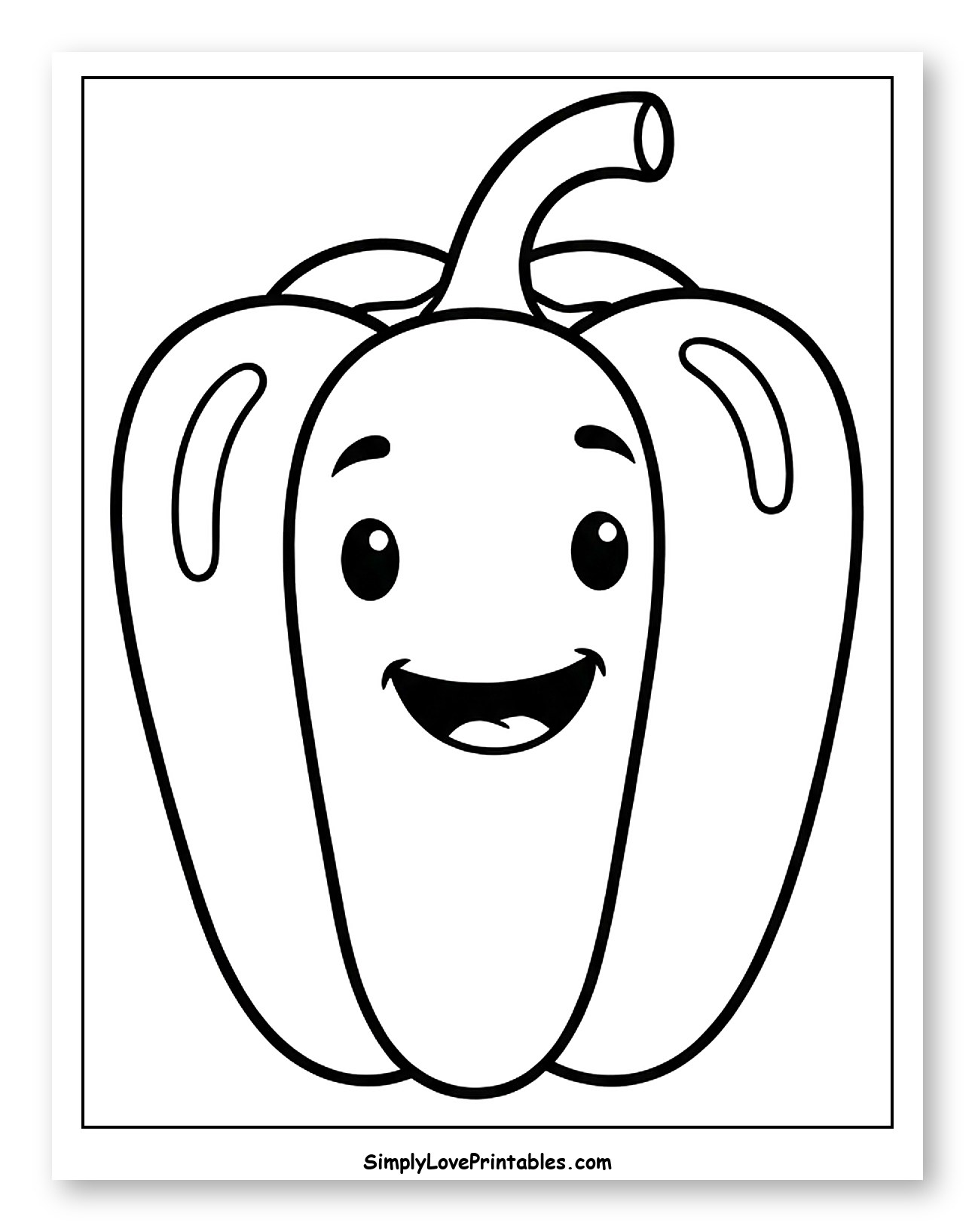 Cute Smiling Bell Pepper Character