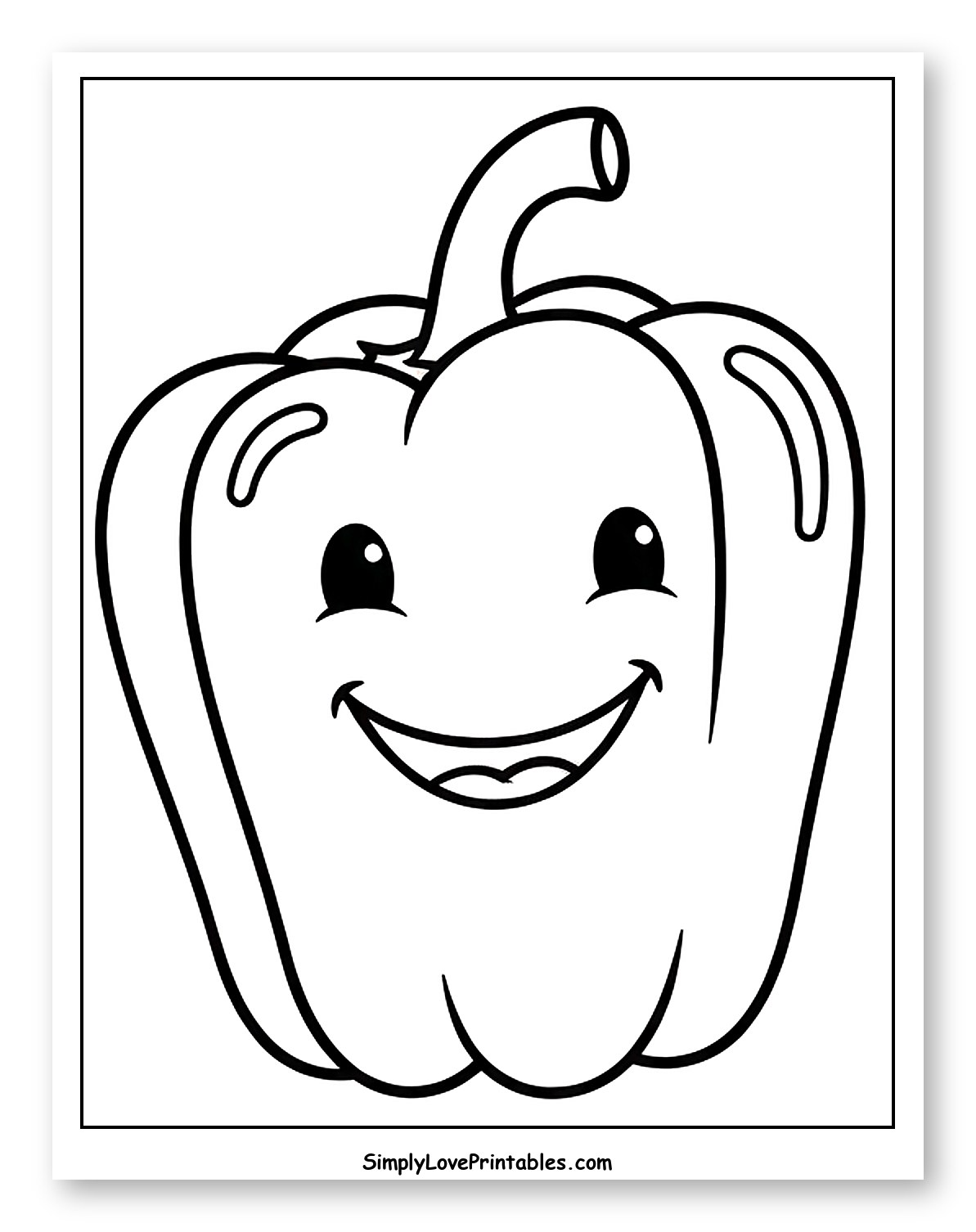 Cute Smiling Bell Pepper Outline