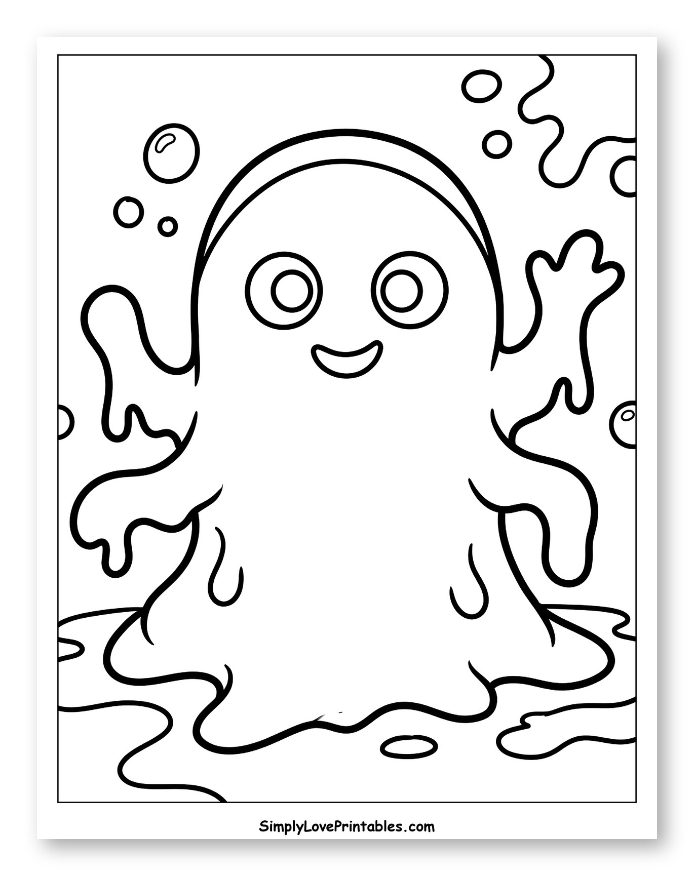 Cute Smiling Blob Monster in a Puddle