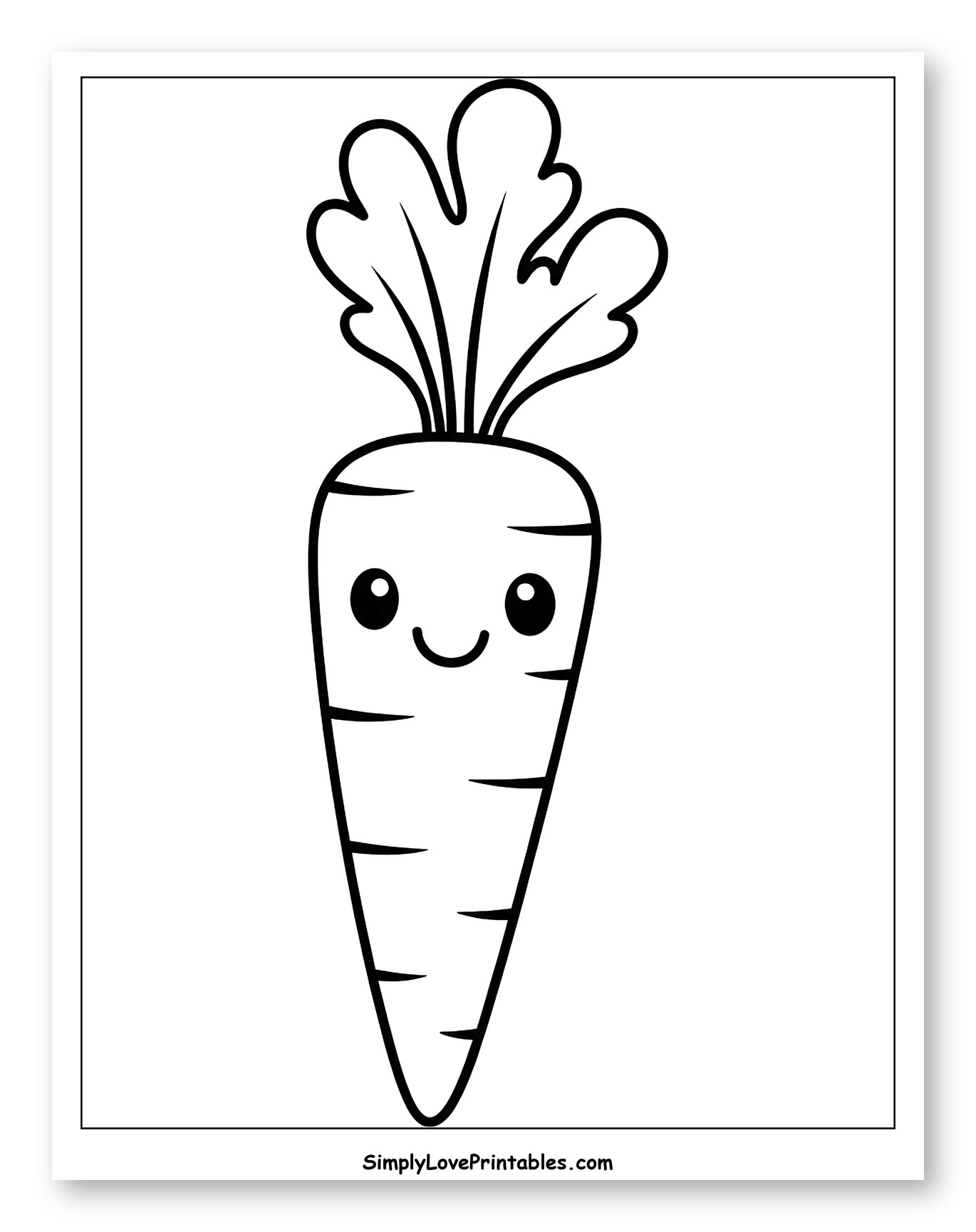 Cute Smiling Carrot with Leaves Coloring Sheet for Toddlers
