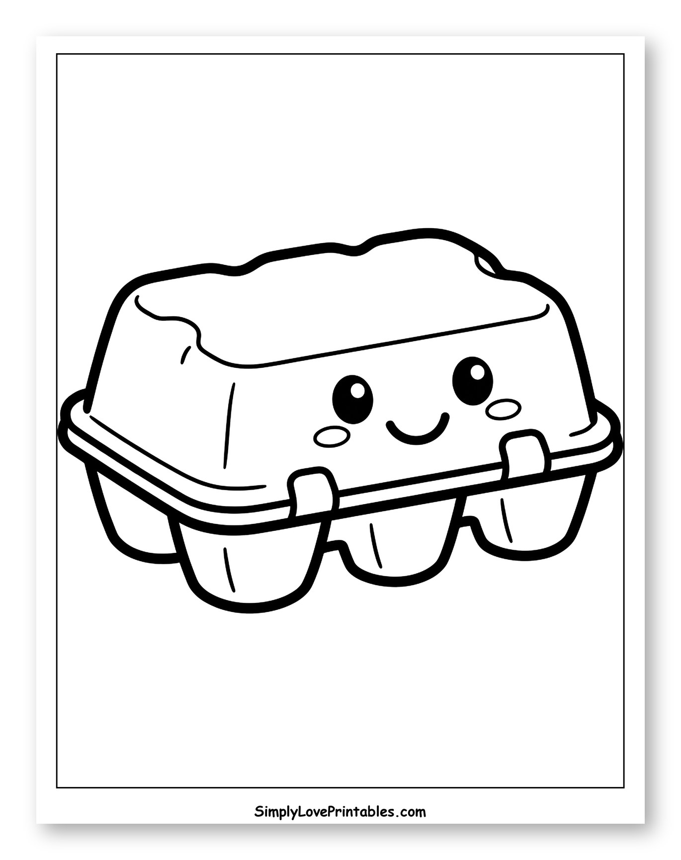 Cute Smiling Egg Carton to Color for Toddlers