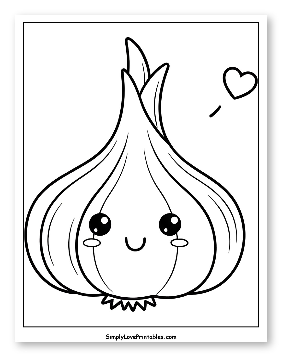 Cute Smiling Garlic Bulb with a Heart