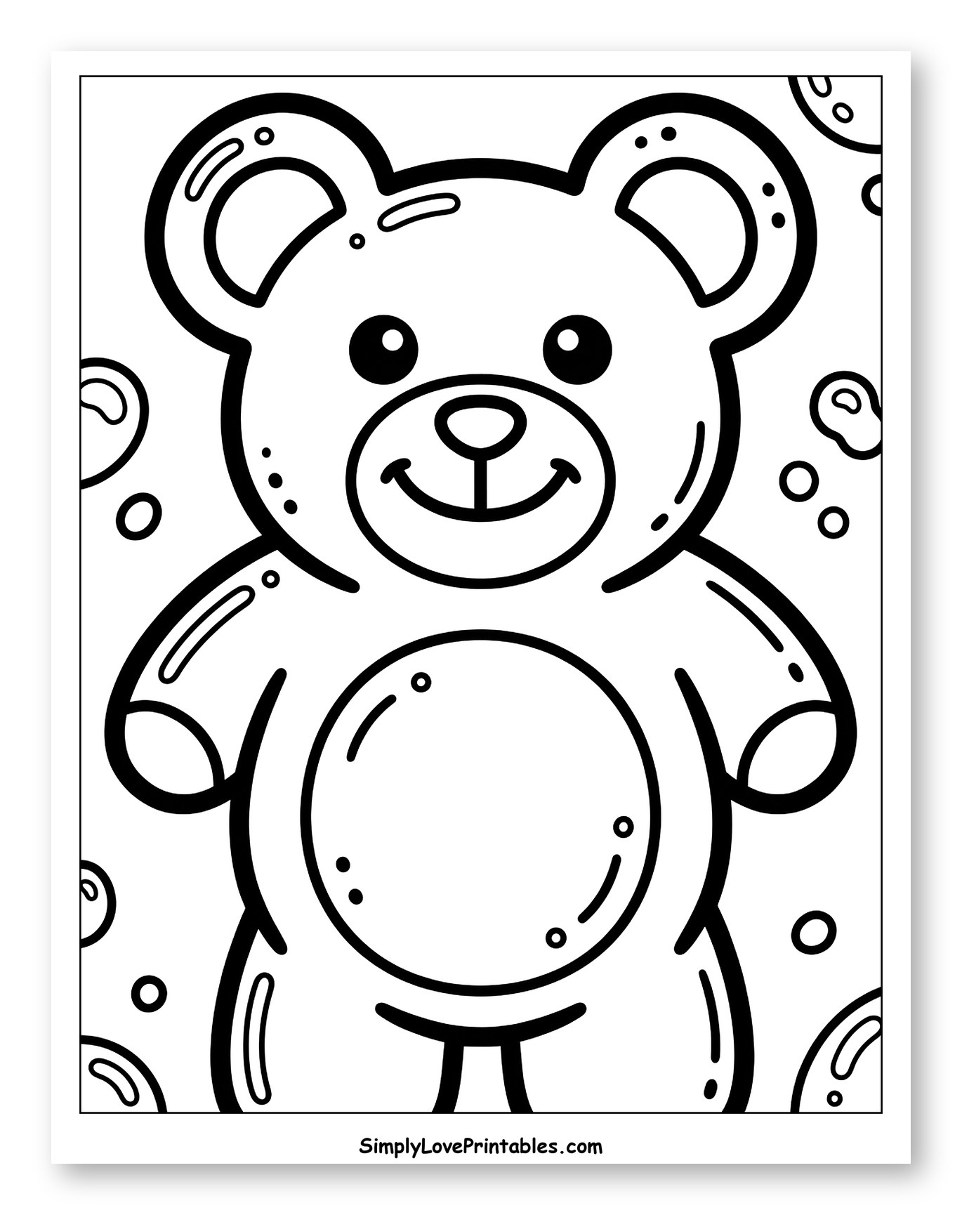Cute Smiling Gummy Bear with Bubbles