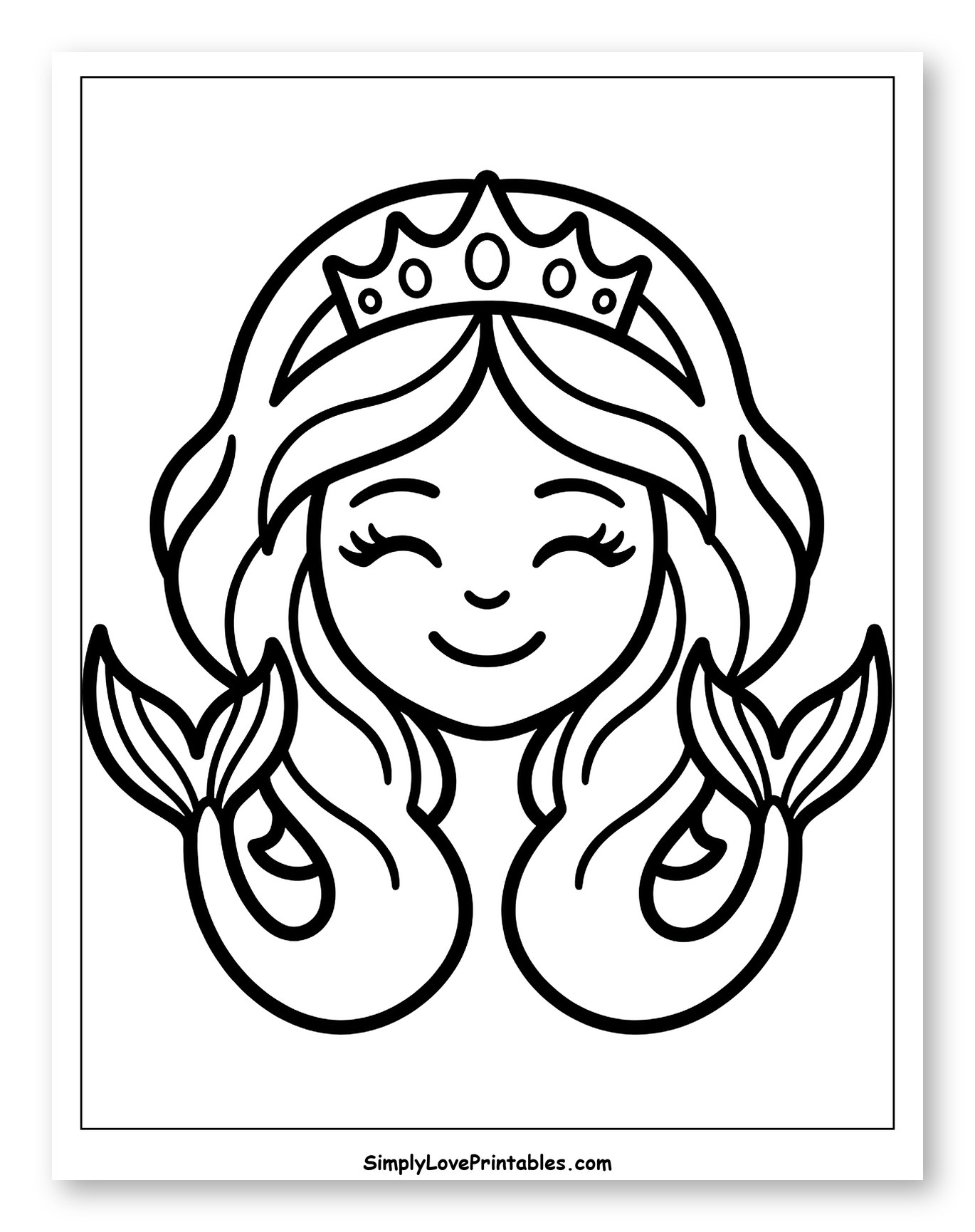 Cute Smiling Mermaid with Crown