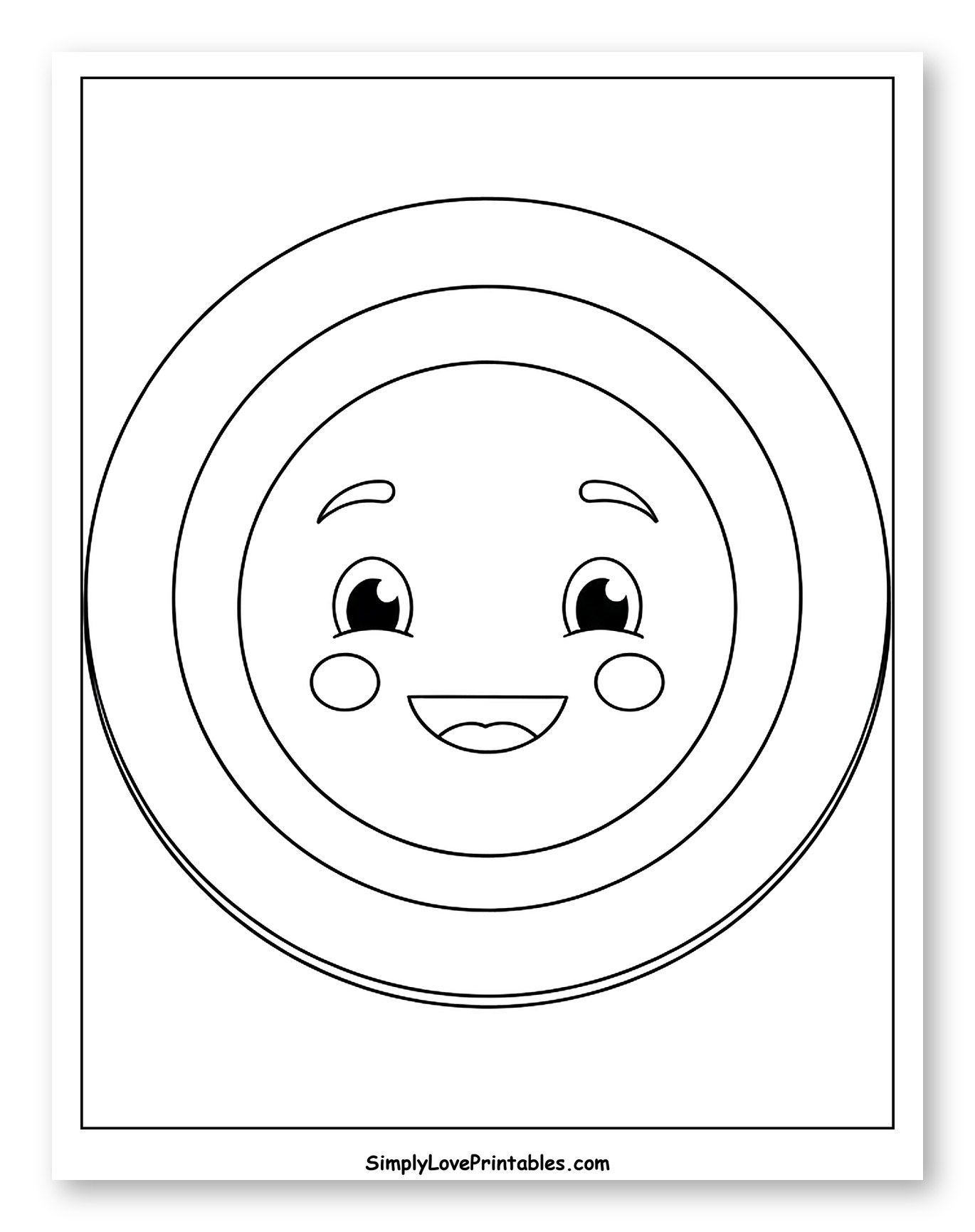 Cute Smiling Plate Character Coloring Page for Toddlers