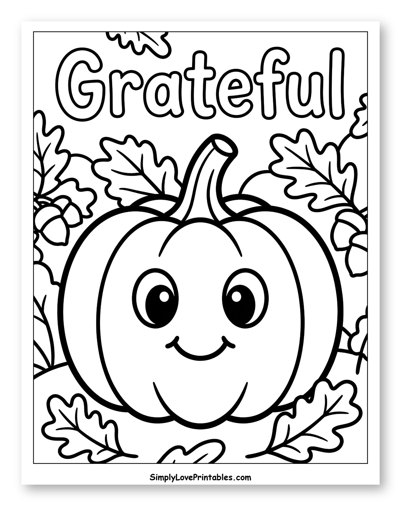 Cute Smiling Pumpkin and Grateful Message