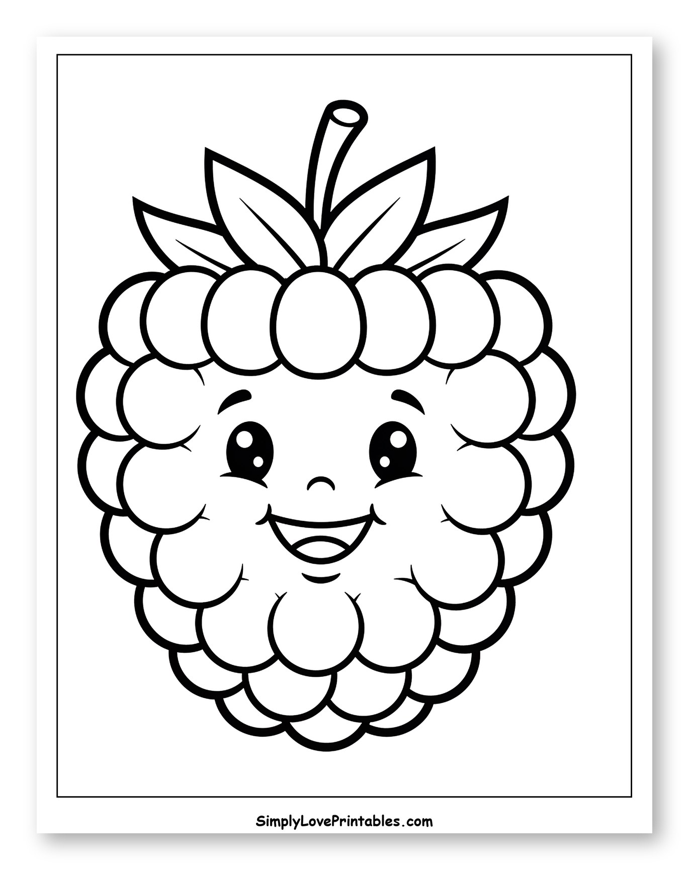 Cute Smiling Raspberry Fruit Character