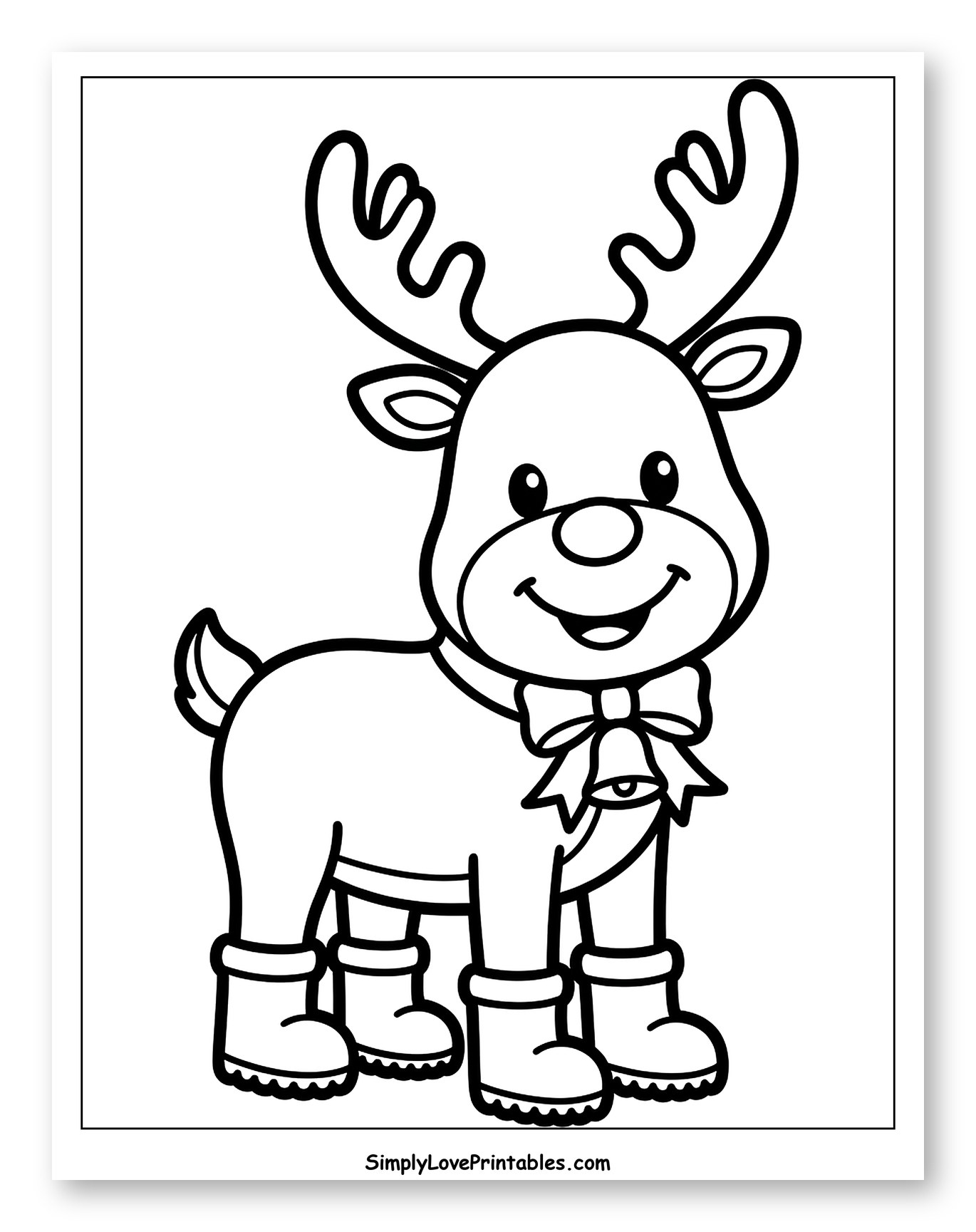 Cute Smiling Reindeer Wearing Cozy Winter Boots