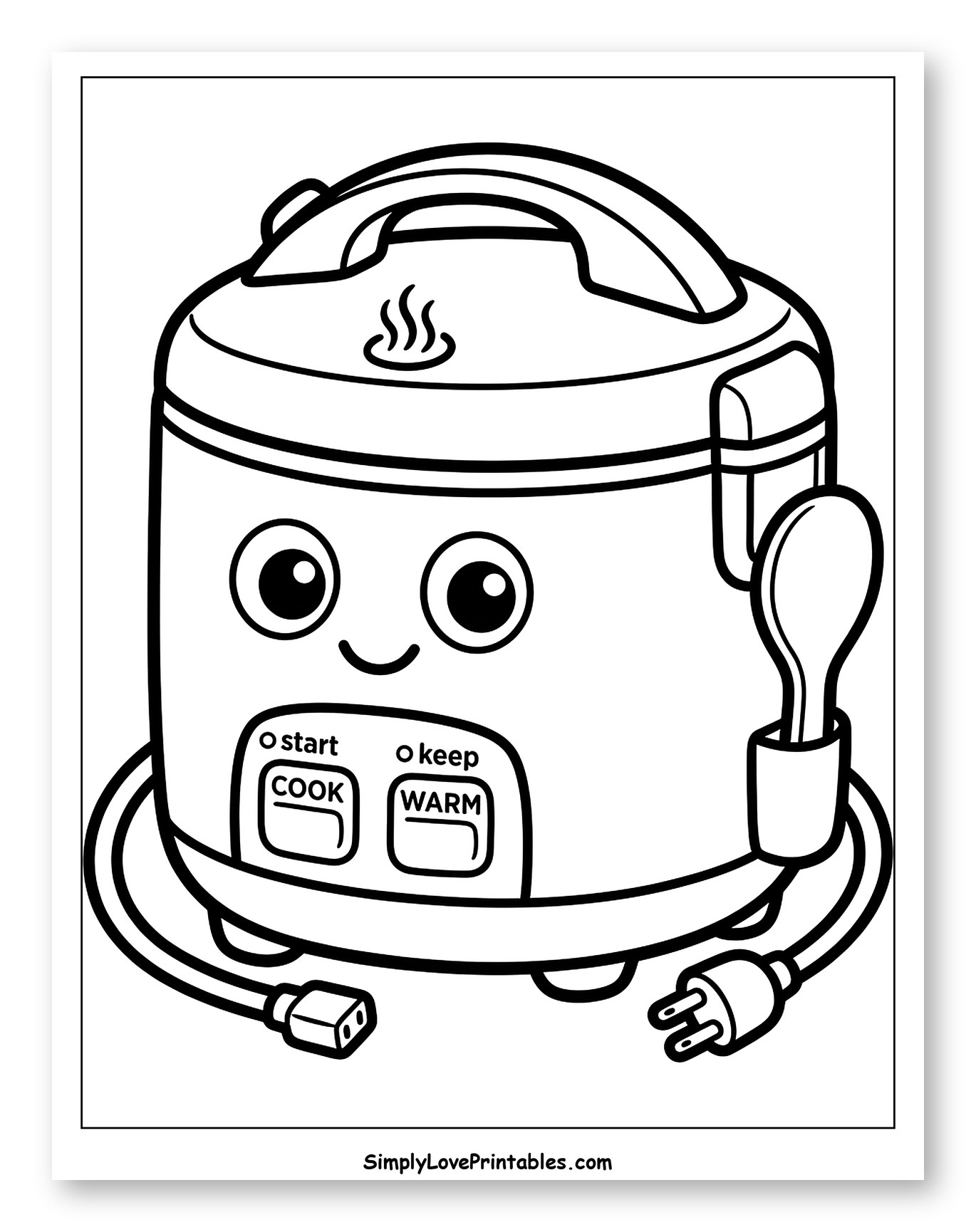 Cute Smiling Rice Cooker Appliance to Color for Toddlers
