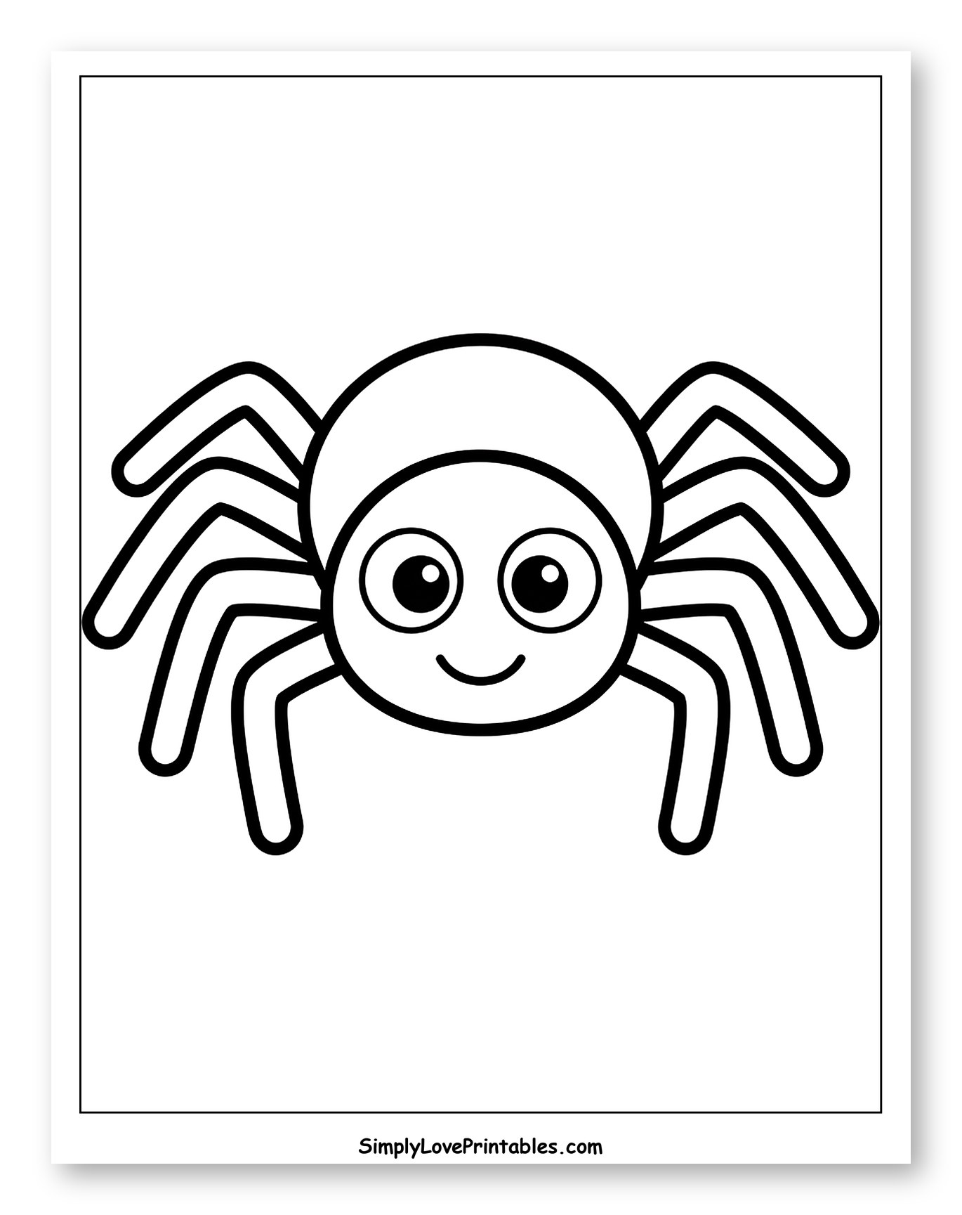Cute Smiling Spider Outline Drawing