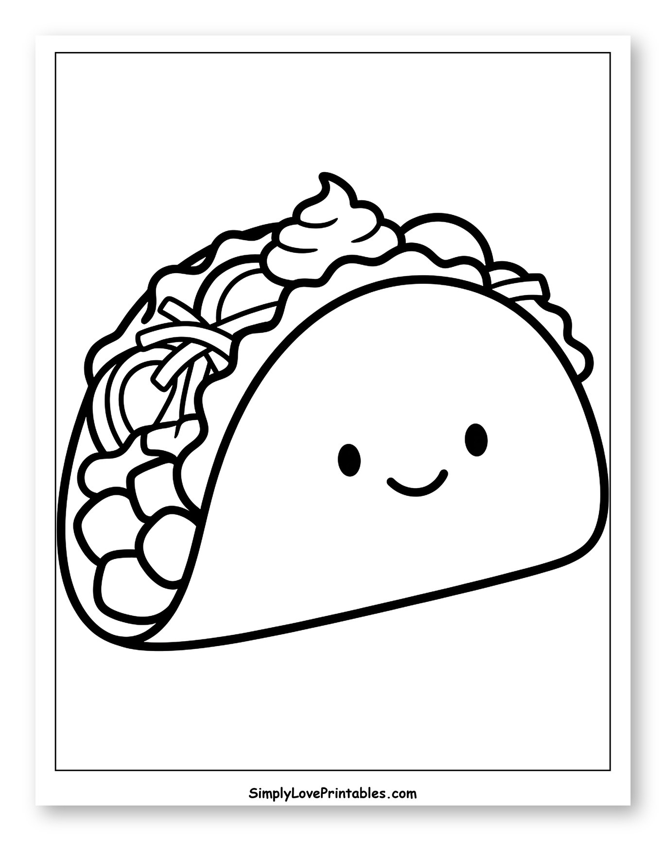 Cute Smiling Taco with Toppings