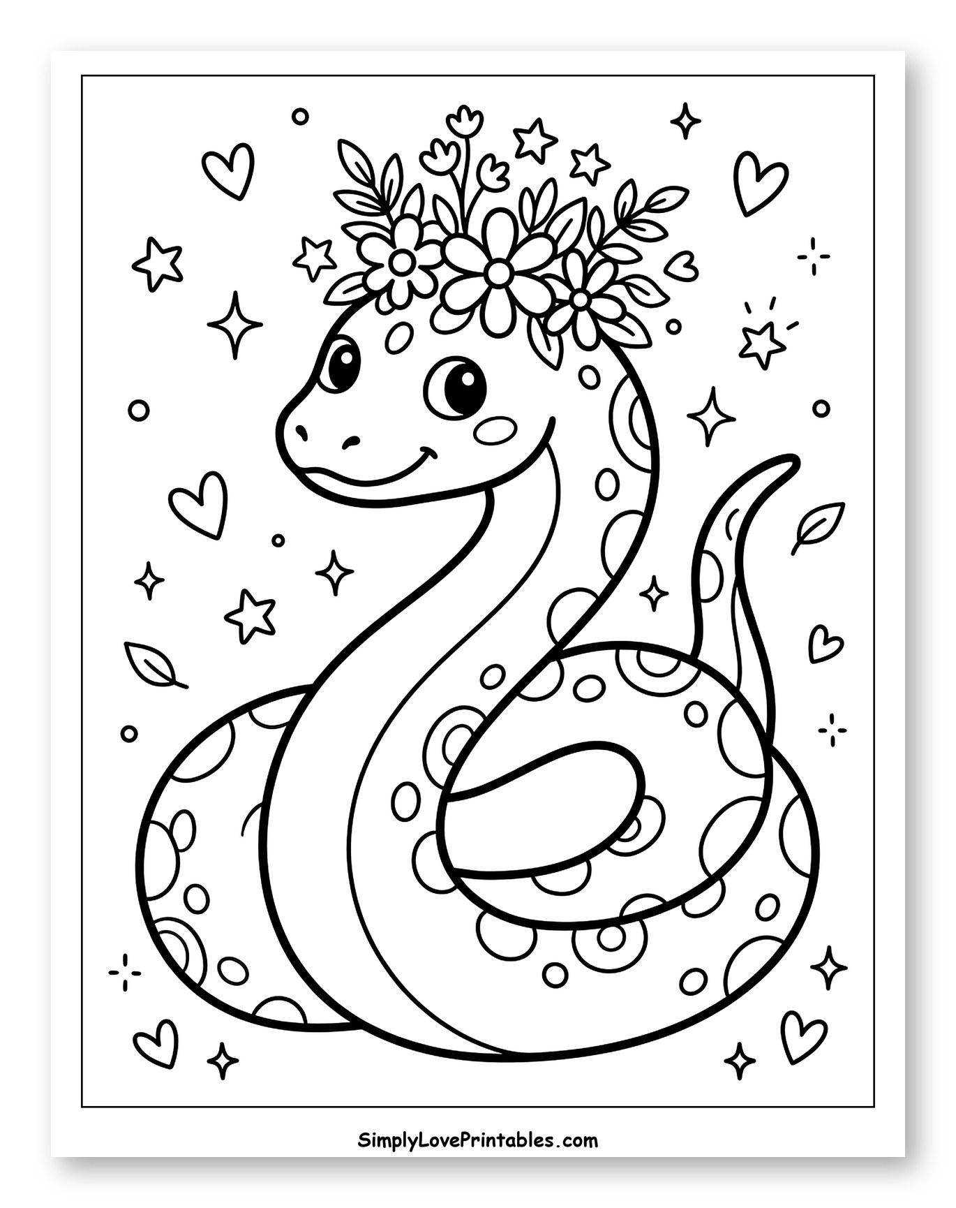 Cute Snake Wearing a Flower Crown