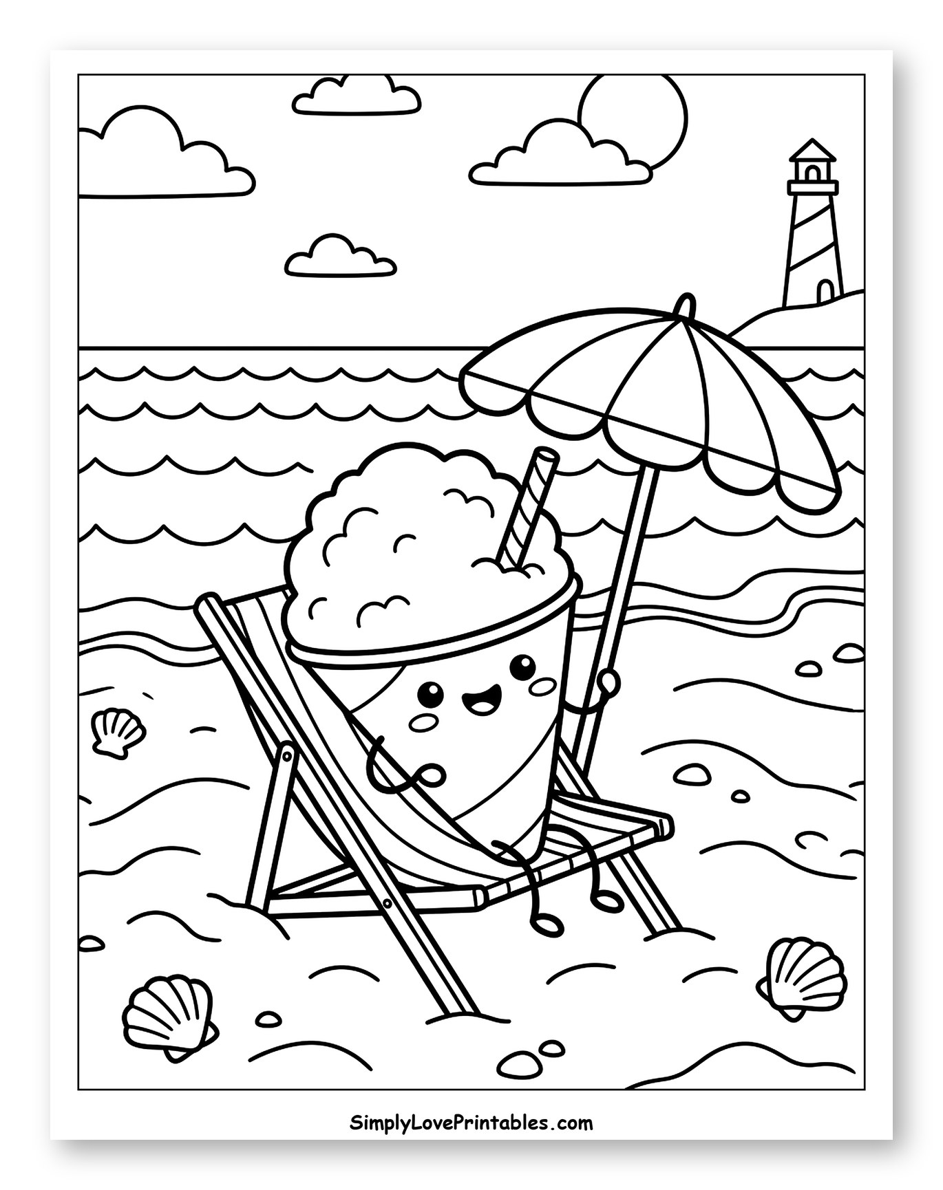 Cute Snow Cone Relaxes on Beach